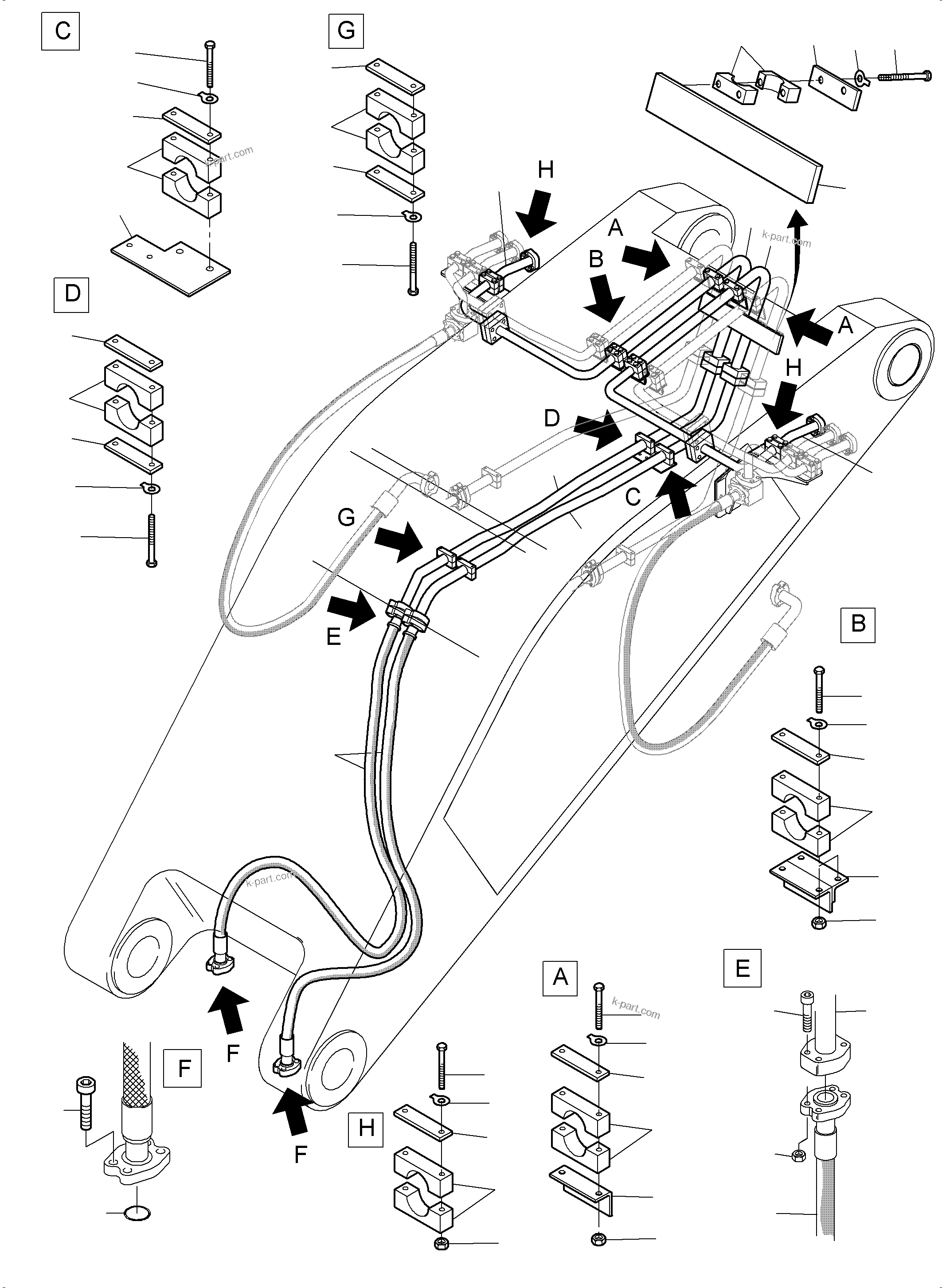 Komatsu parts book diagram for PC3000-6E S/N 06313: BULLCALM BUCKET STICK 4.3 M