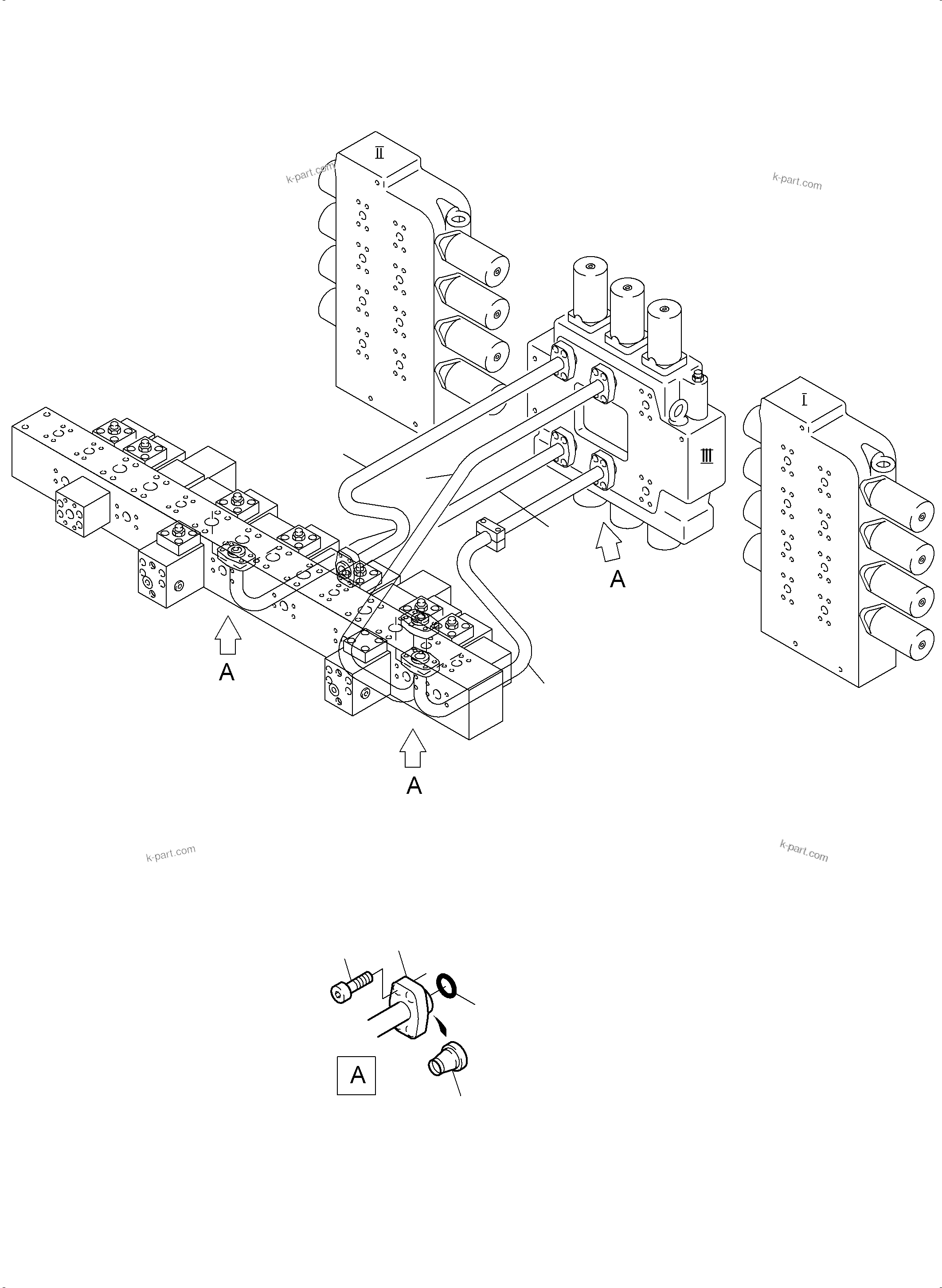 Komatsu parts book diagram for PC3000-6E S/N 06313: PRESSURE LINES - CONTROL BLOCKS - MANIFOLD BBE