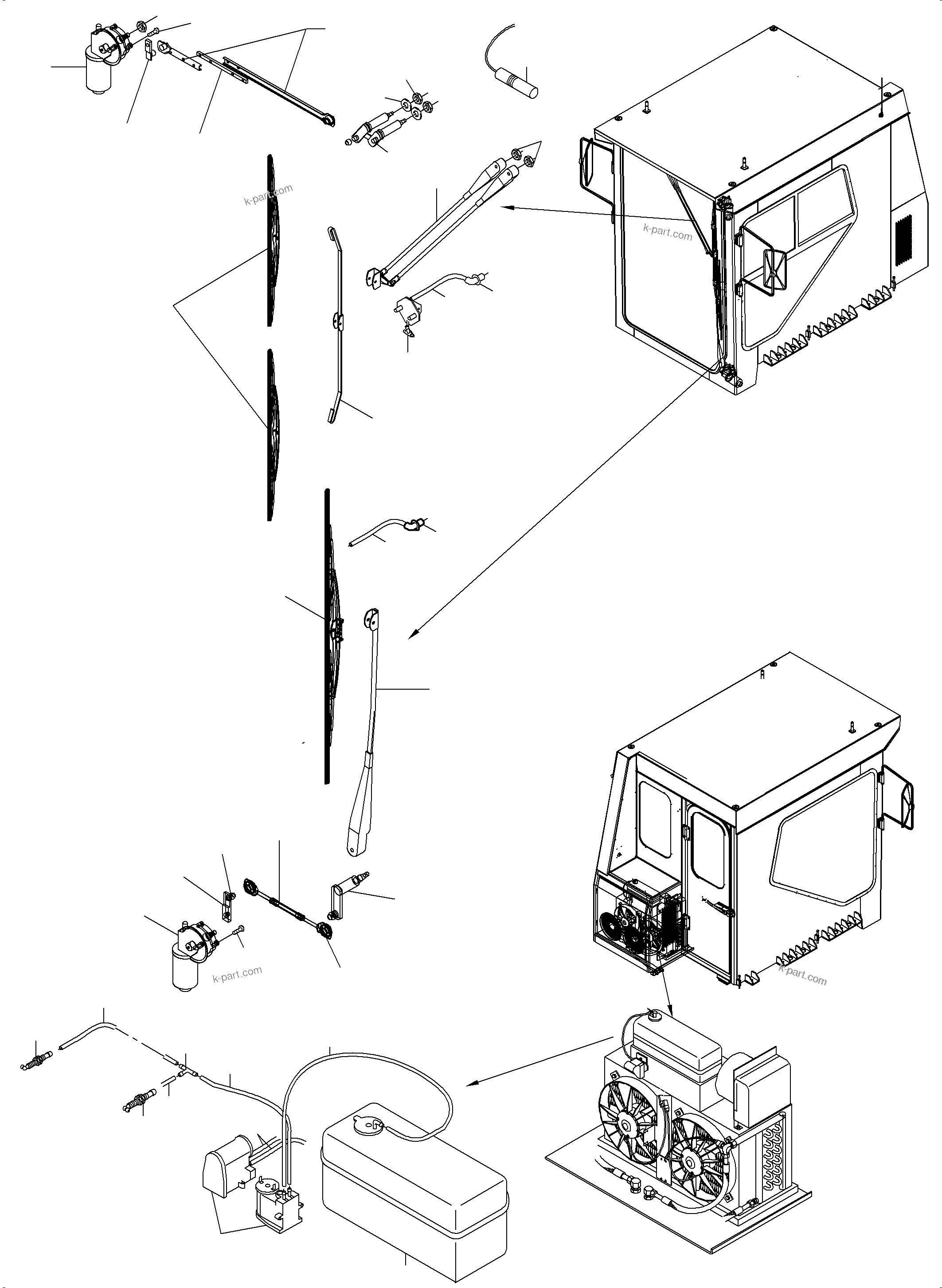Komatsu parts book diagram for PC3000-6E S/N 06313: WINDSCREEN WASHING ASSY.