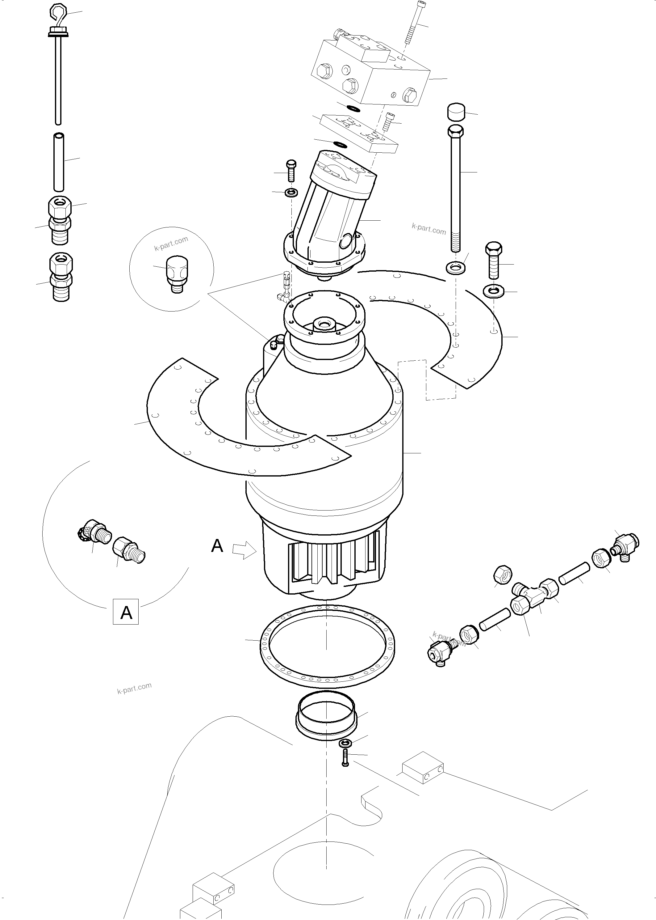 Komatsu parts book diagram for PC3000-6E S/N 06313: SLEW GEAR ARR.
