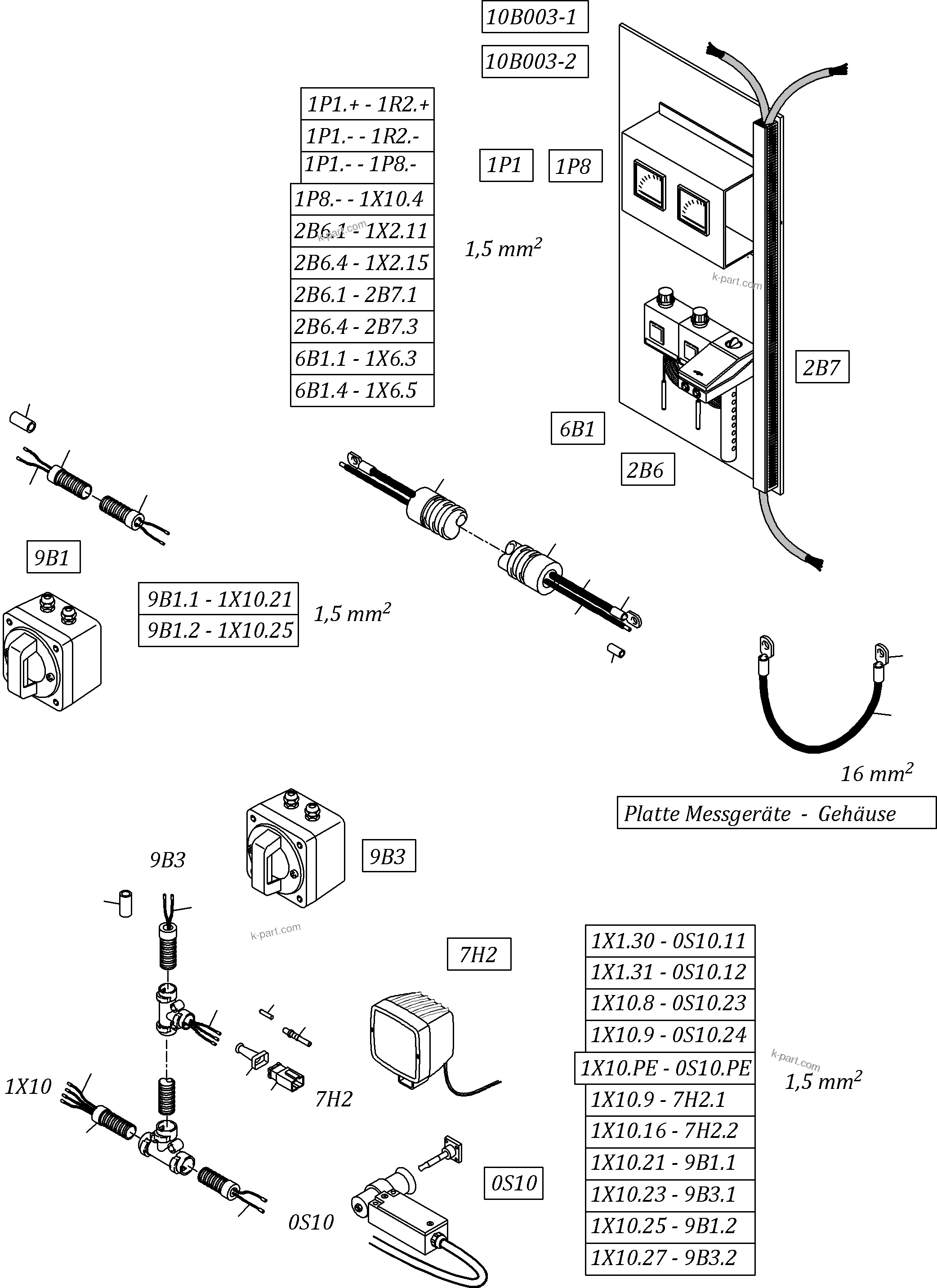 Komatsu parts book diagram for PC3000-6E S/N 06313: CABLES NS-MS-SWITCH CABINET