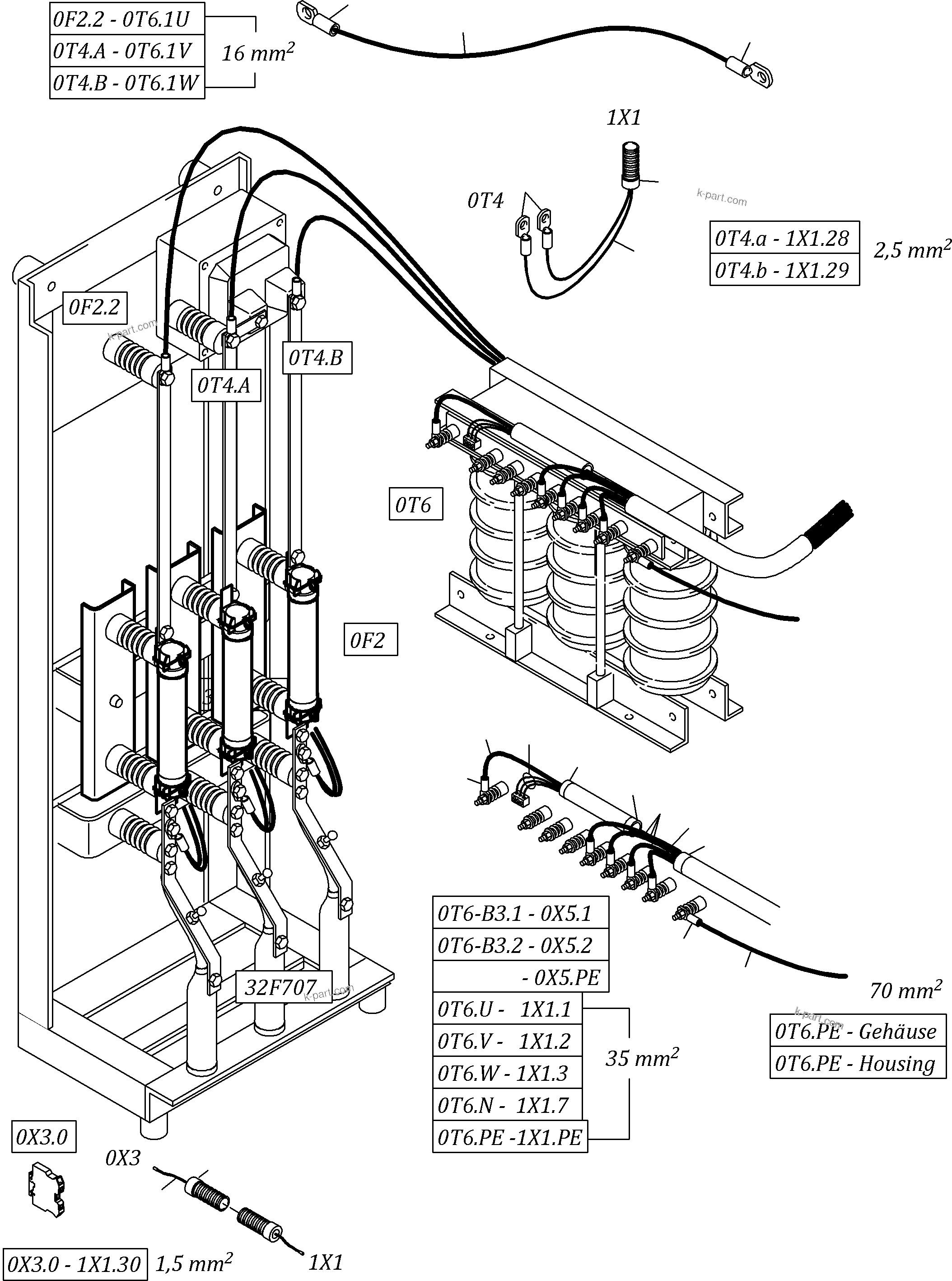 Komatsu parts book diagram for PC3000-6E S/N 06313: CABLES NS-MS-SWITCH CABINET
