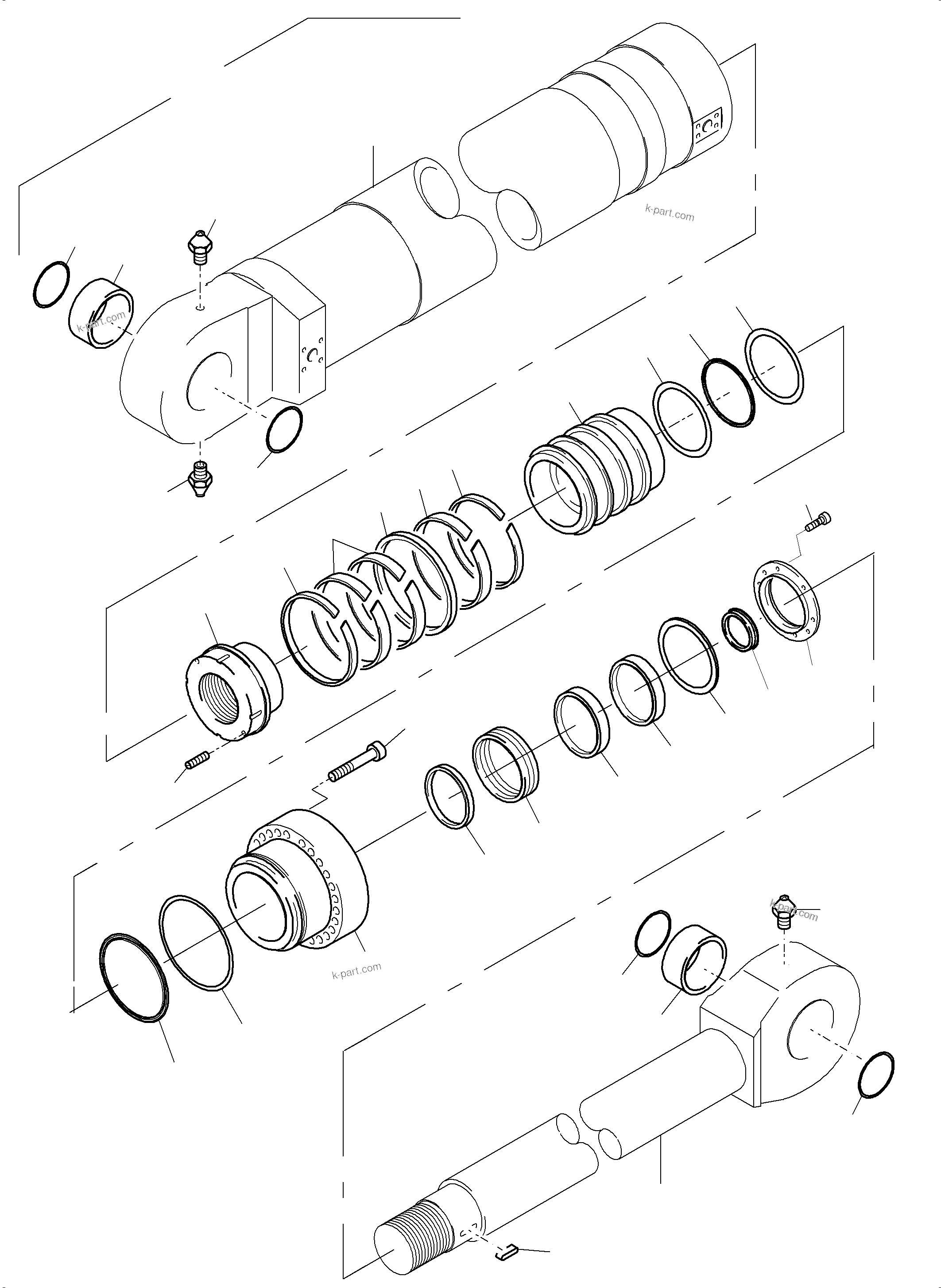 Komatsu parts book diagram for PC3000-6E S/N 06313: HYDRAULIC CYLINDER