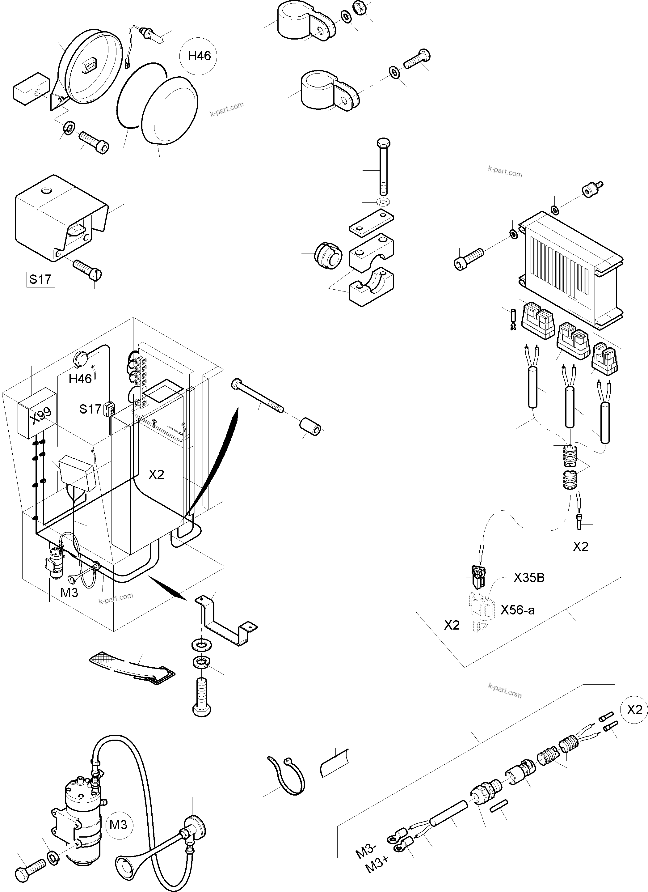 Komatsu parts book diagram for PC3000-6E S/N 06313: ELECTRIC - CAB SUPPORT KOMTRAX
