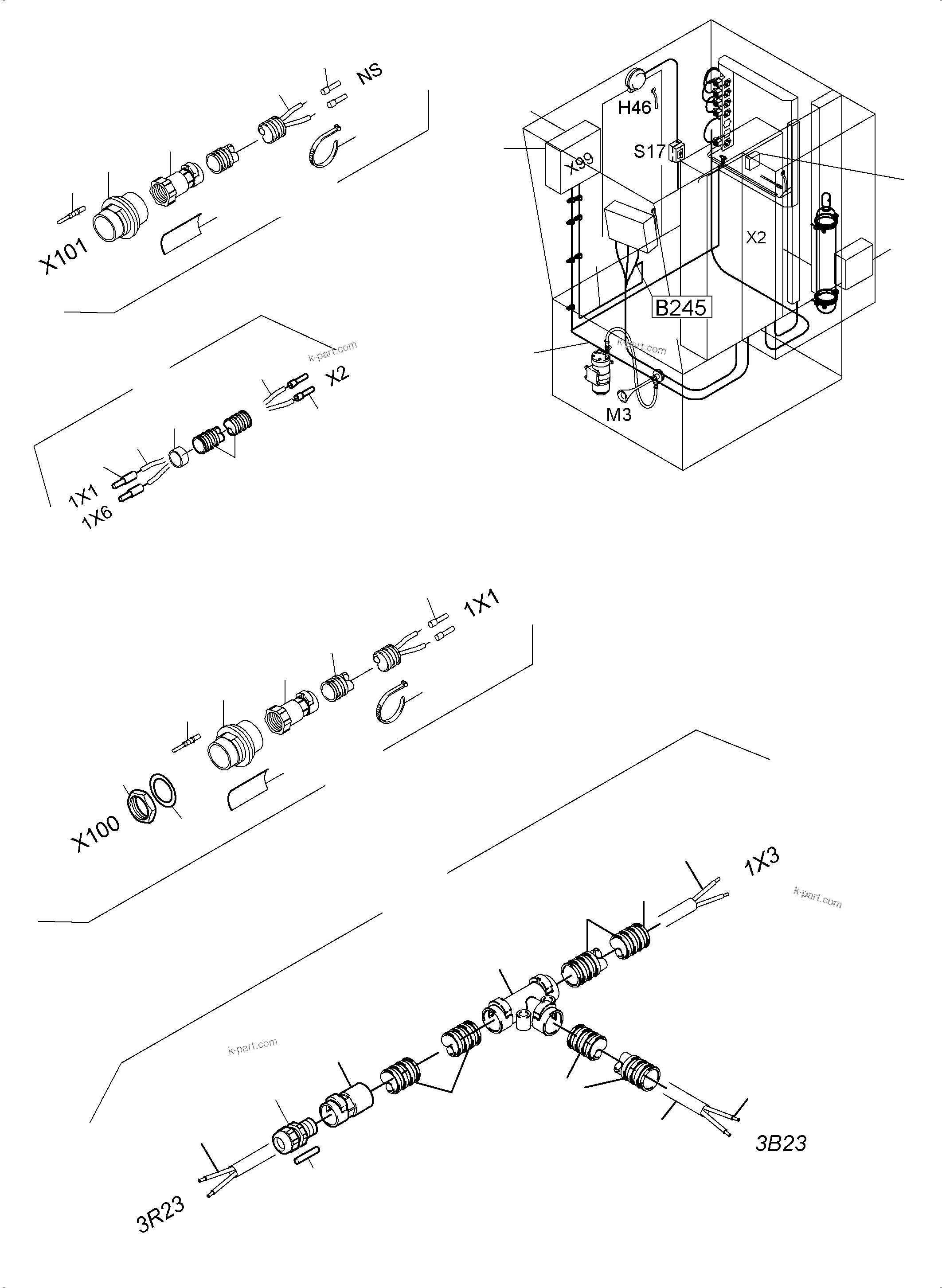 Komatsu parts book diagram for PC3000-6E S/N 06313: ELECTRIC - CAB SUPPORT KOMTRAX