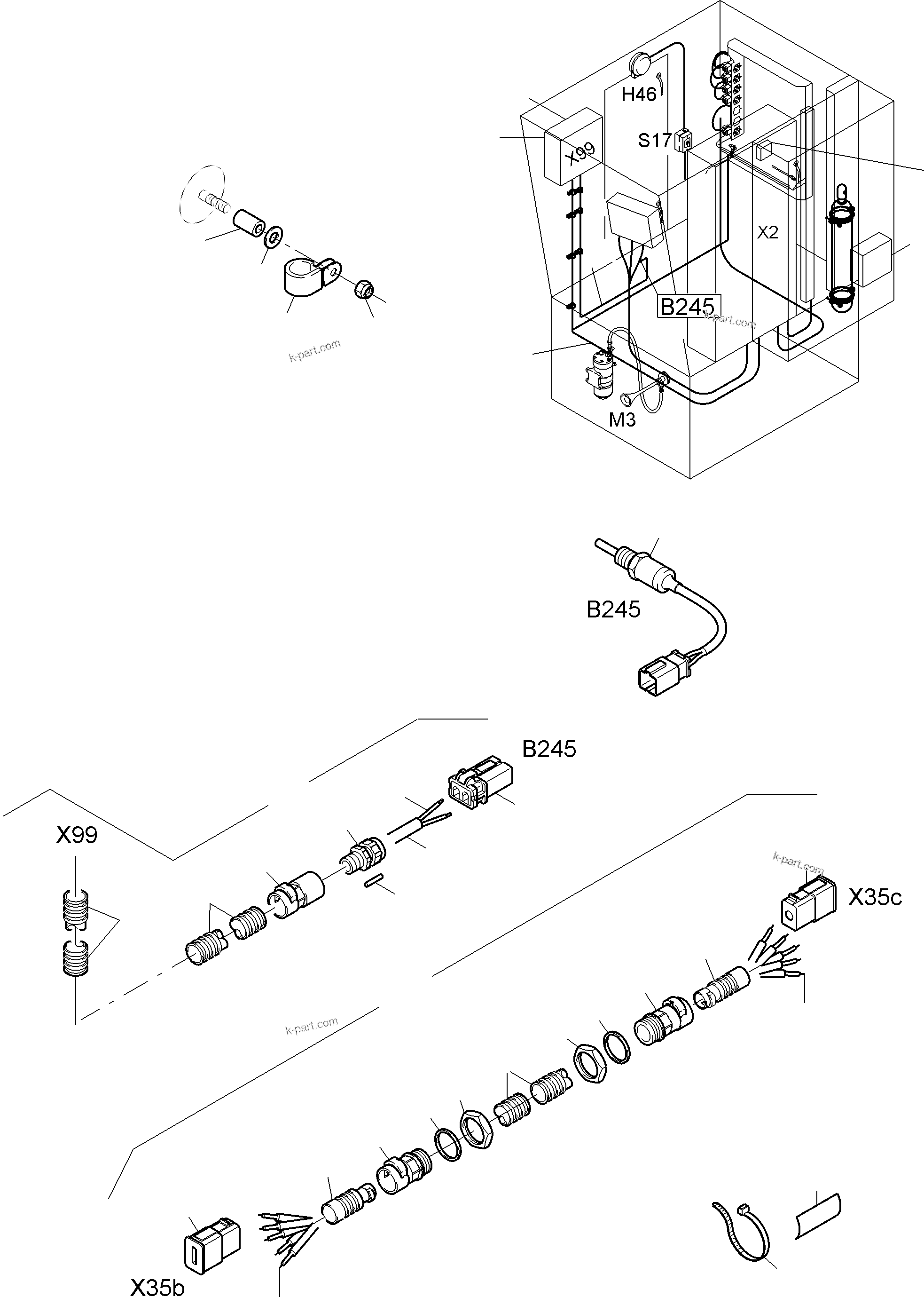 Komatsu parts book diagram for PC3000-6E S/N 06313: ELECTRIC - CAB SUPPORT KOMTRAX