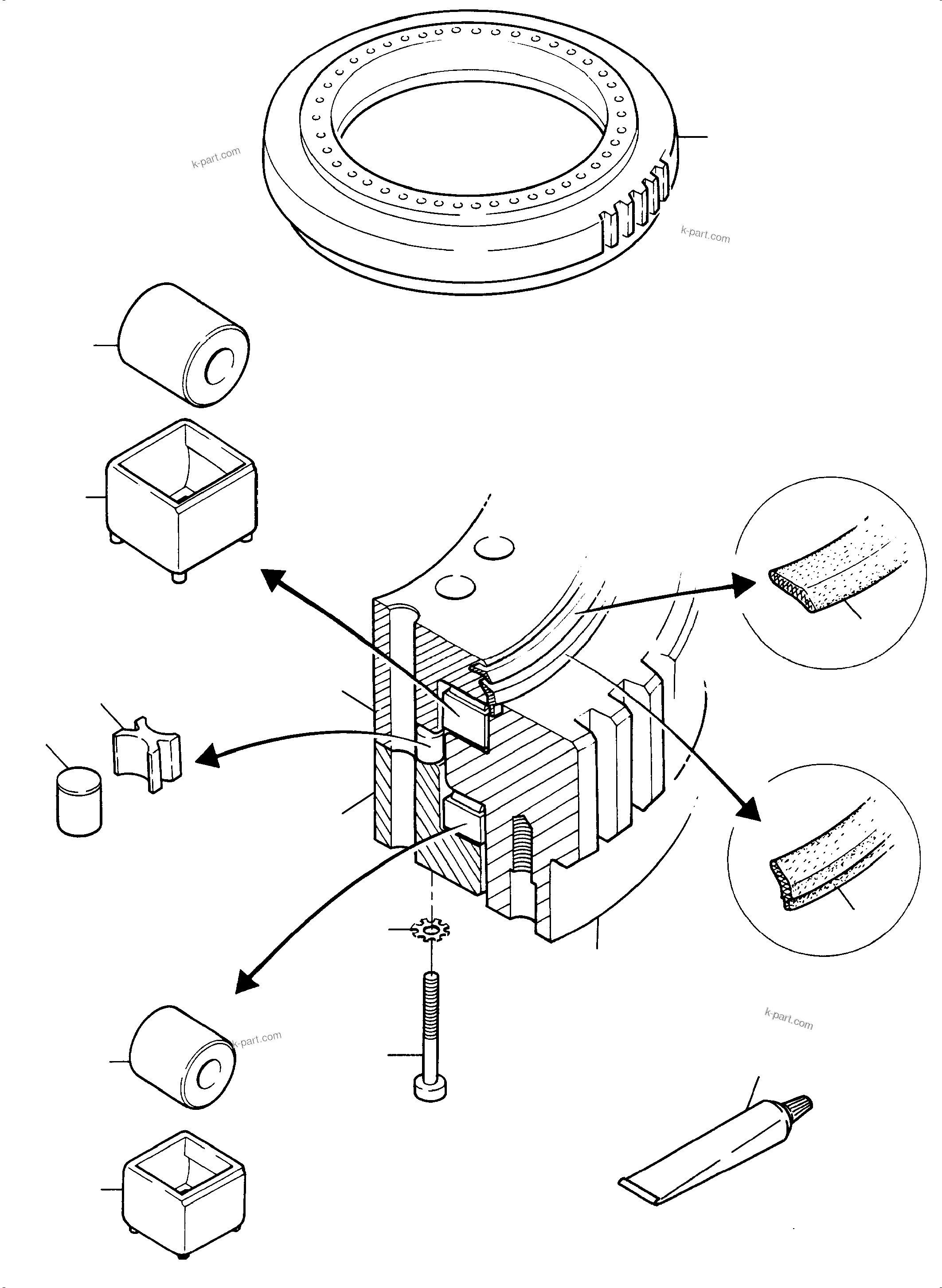 Komatsu parts book diagram for PC3000-6 S/N 06330: SLEW RING