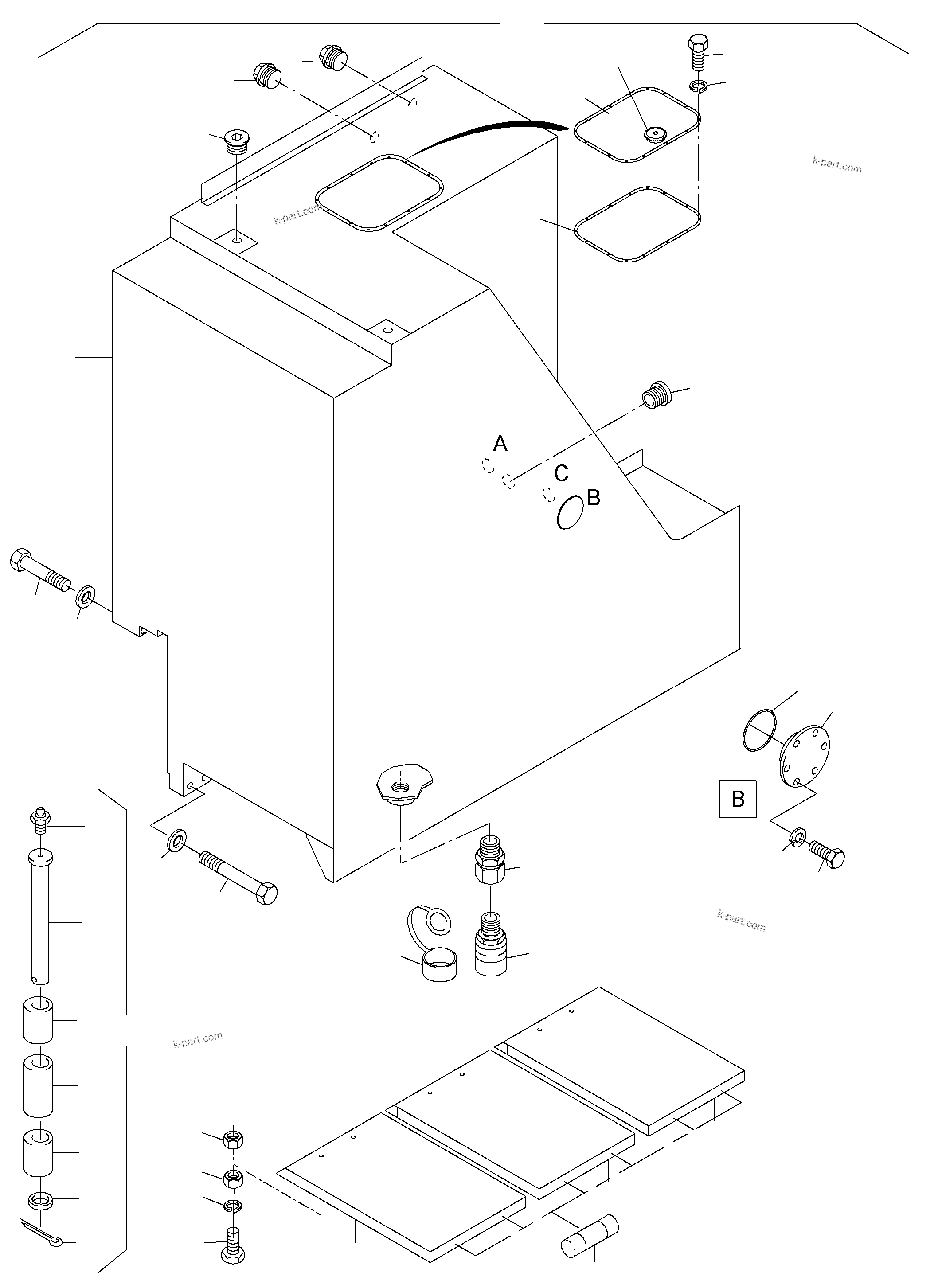 Komatsu parts book diagram for PC3000-6 S/N 06330: FUEL TANK