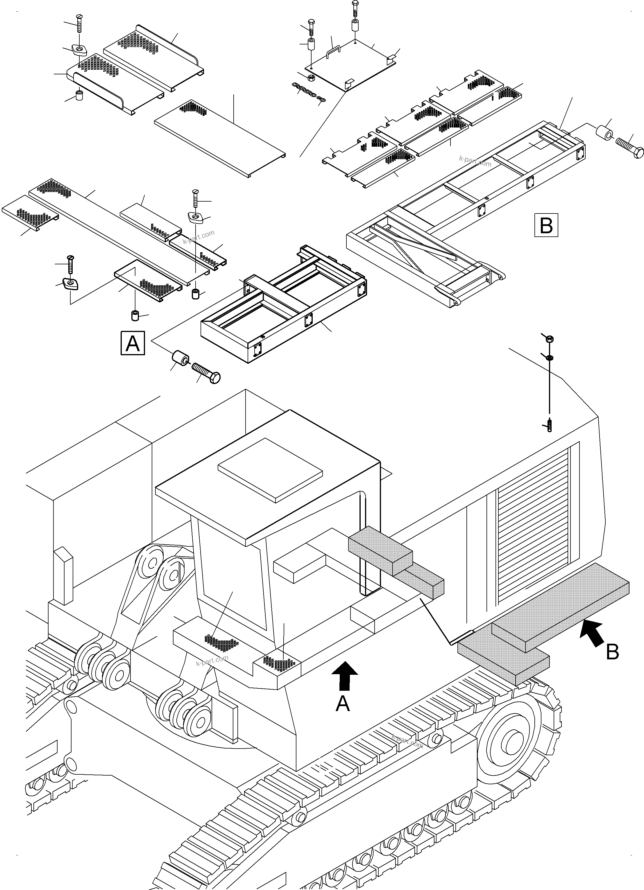 Komatsu parts book diagram for PC3000-6 S/N 06330: PLATFORM (WITH CATWALK FUEL TANK)