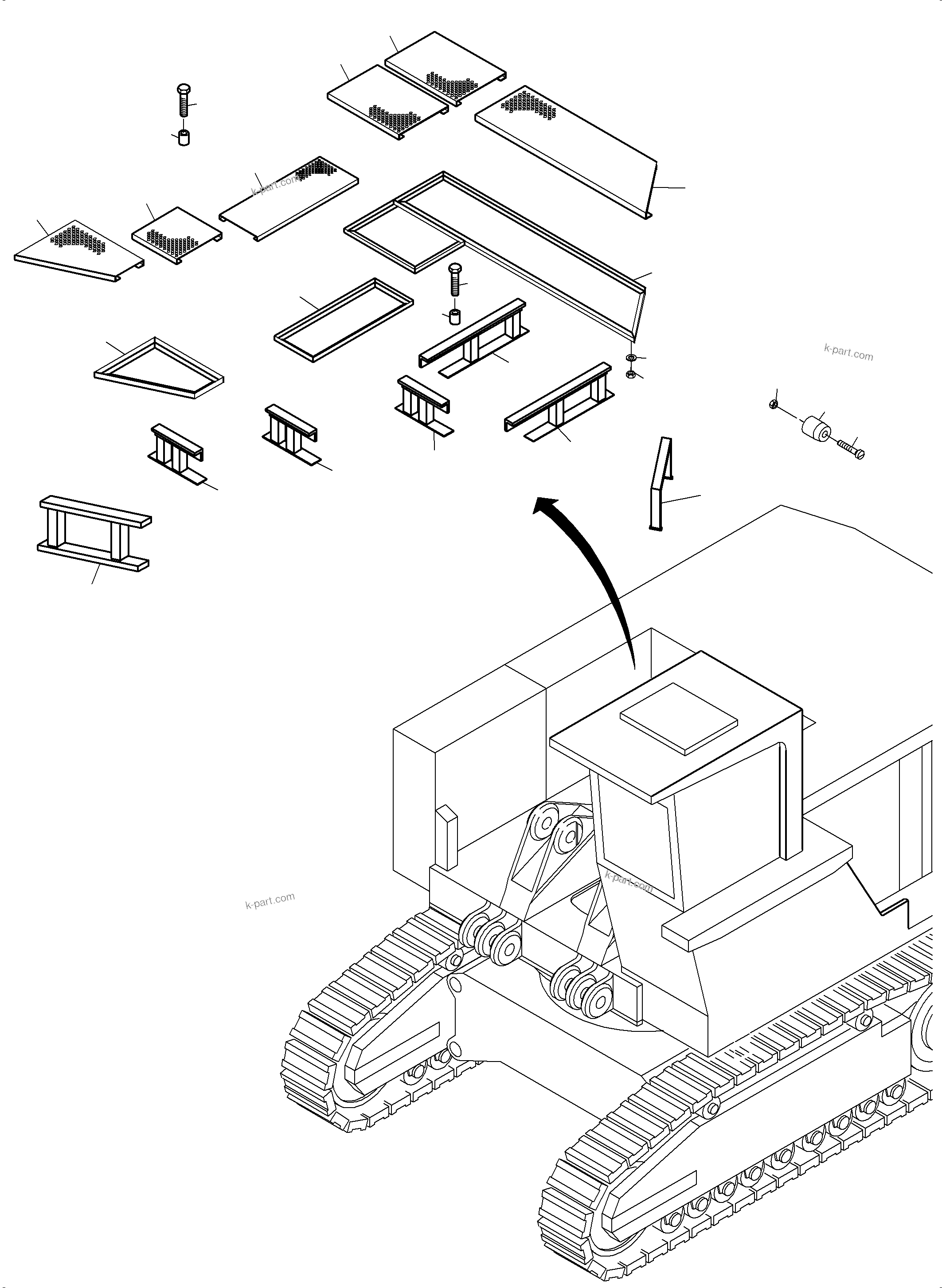 Komatsu parts book diagram for PC3000-6 S/N 06330: PLATFORM (WITH CATWALK FUEL TANK)