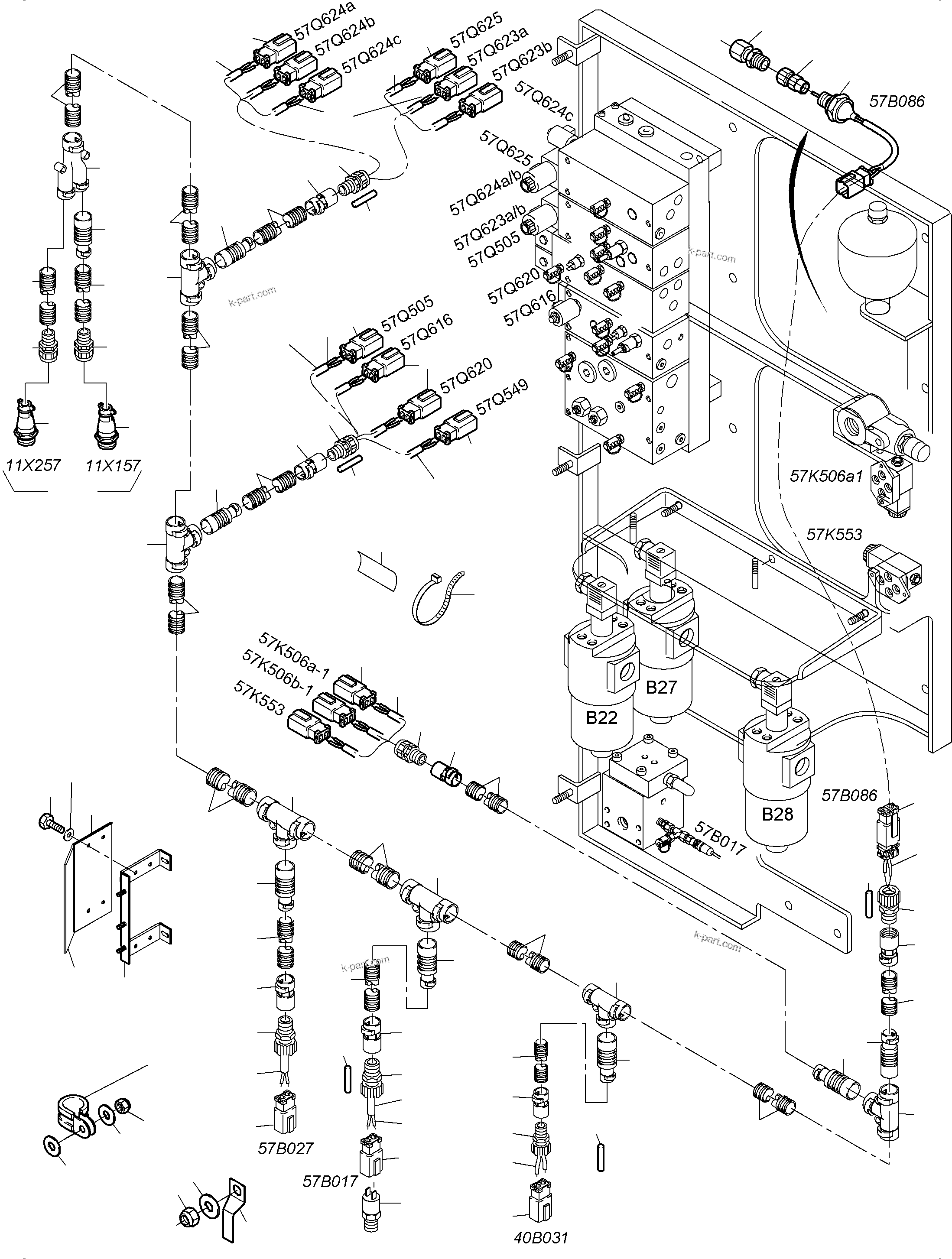 Komatsu parts book diagram for PC3000-6 S/N 06330: CABLES - CONTROL AND FILTER PLATE