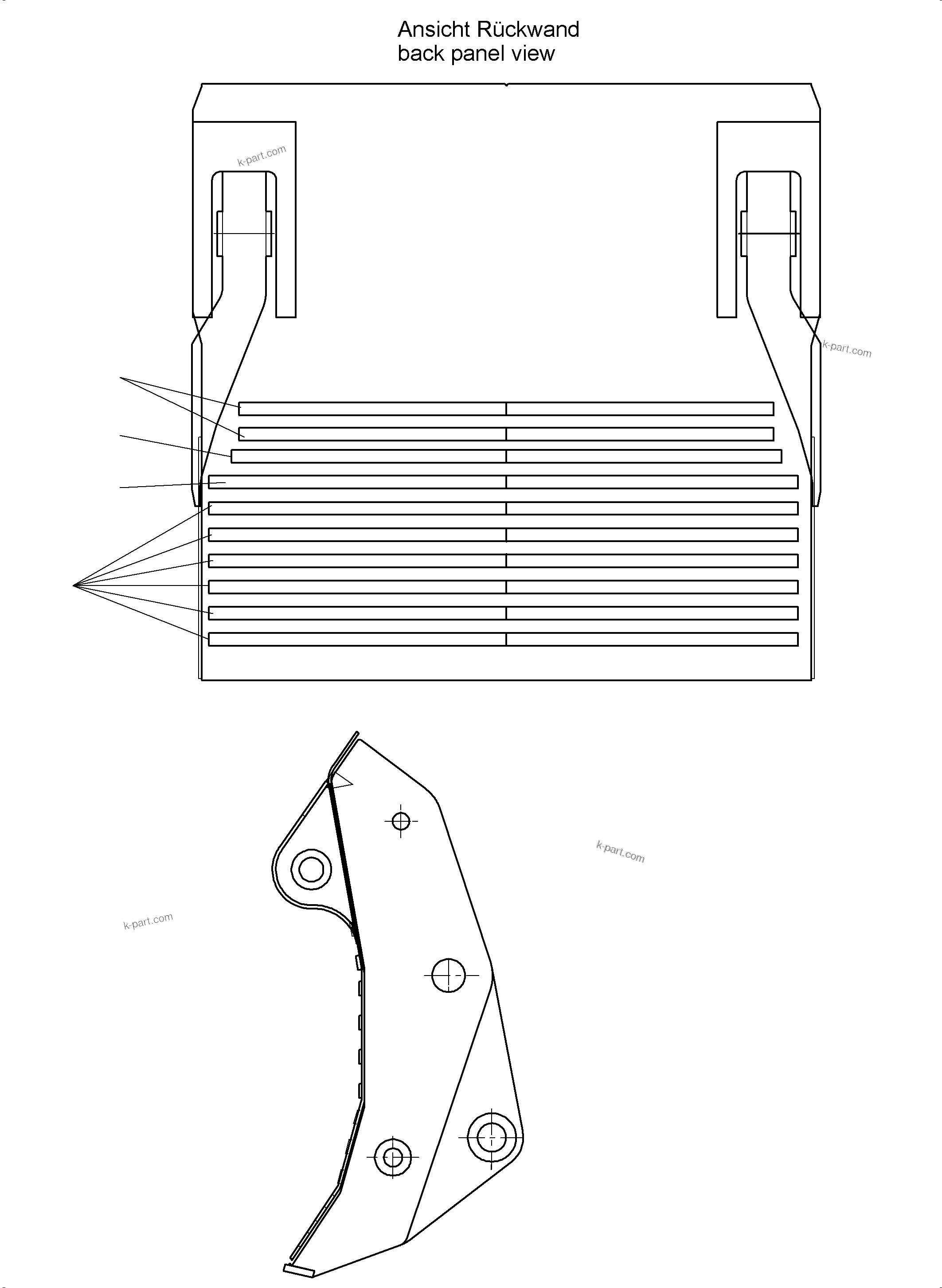 Komatsu parts book diagram for PC3000-6 S/N 06330: WEAR PACKAGE CLAM STD AND BACK PANEL WP3 15/16M3