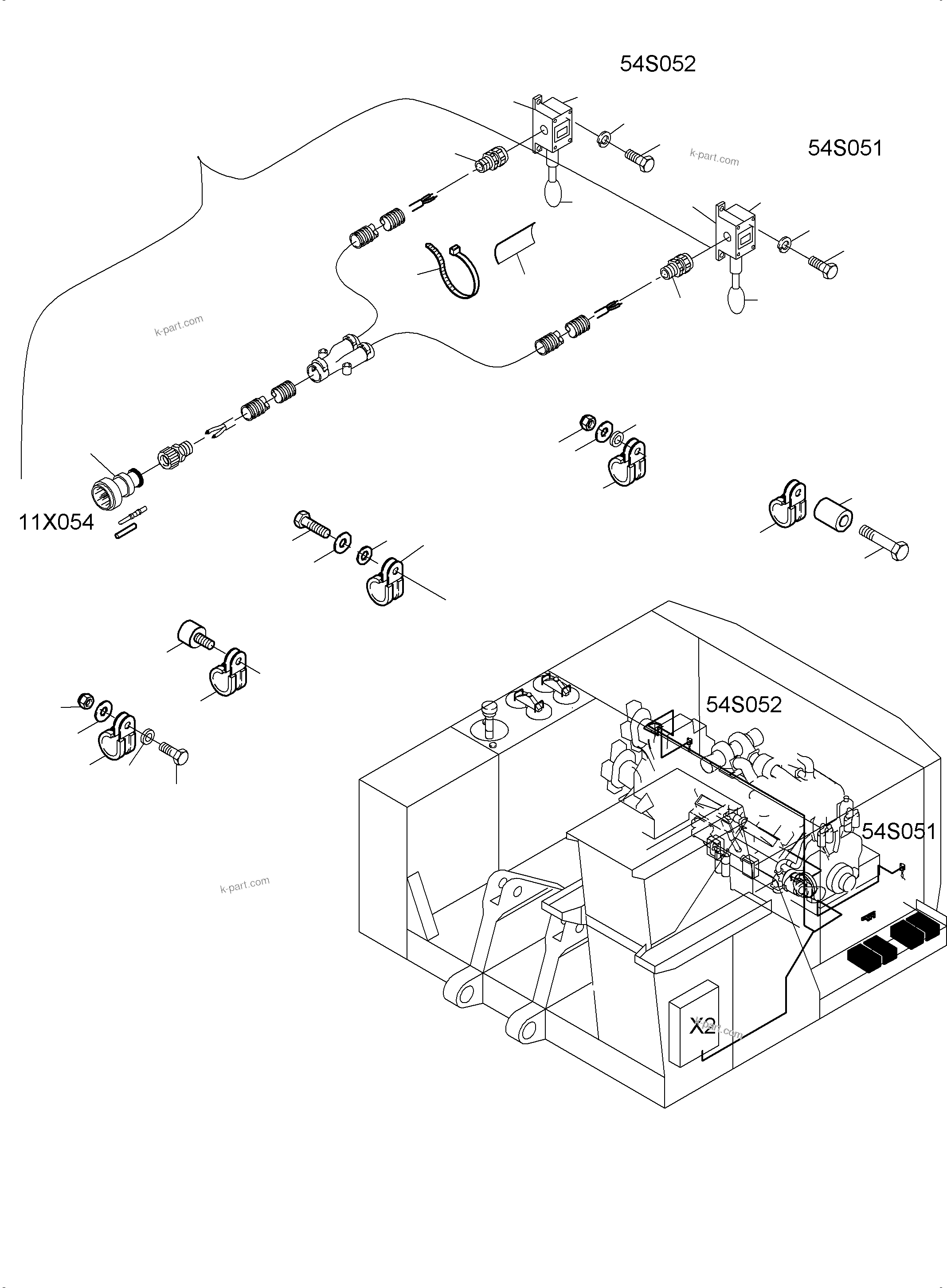 Komatsu parts book diagram for PC3000-6 S/N 06330: MOVEMENT SIGNAL INSTALLATION - EMERGENCY STOP FROM FLOOR