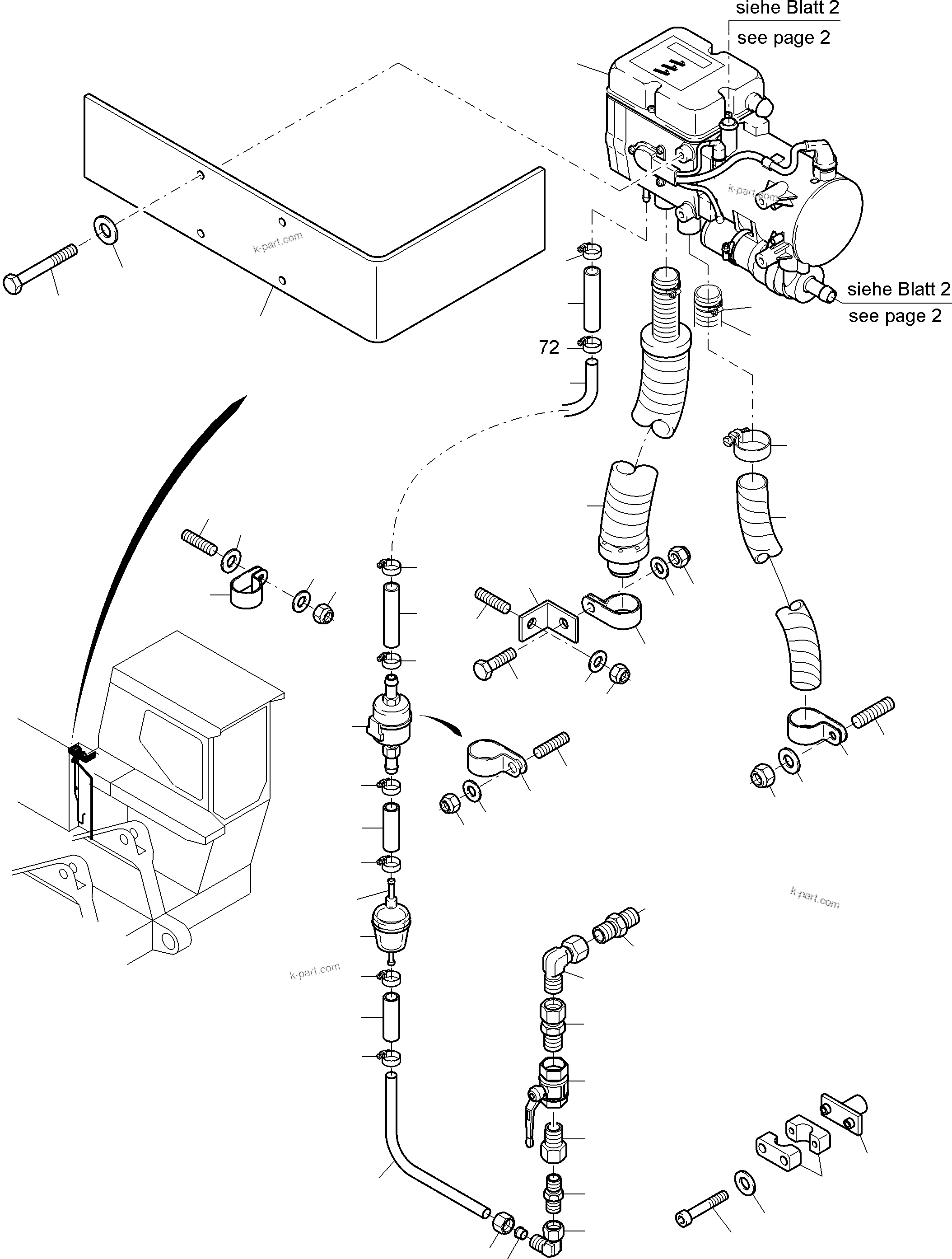 Komatsu parts book diagram for PC3000-6 S/N 06330: ADDITIONAL HEATING SYSTEM CAB