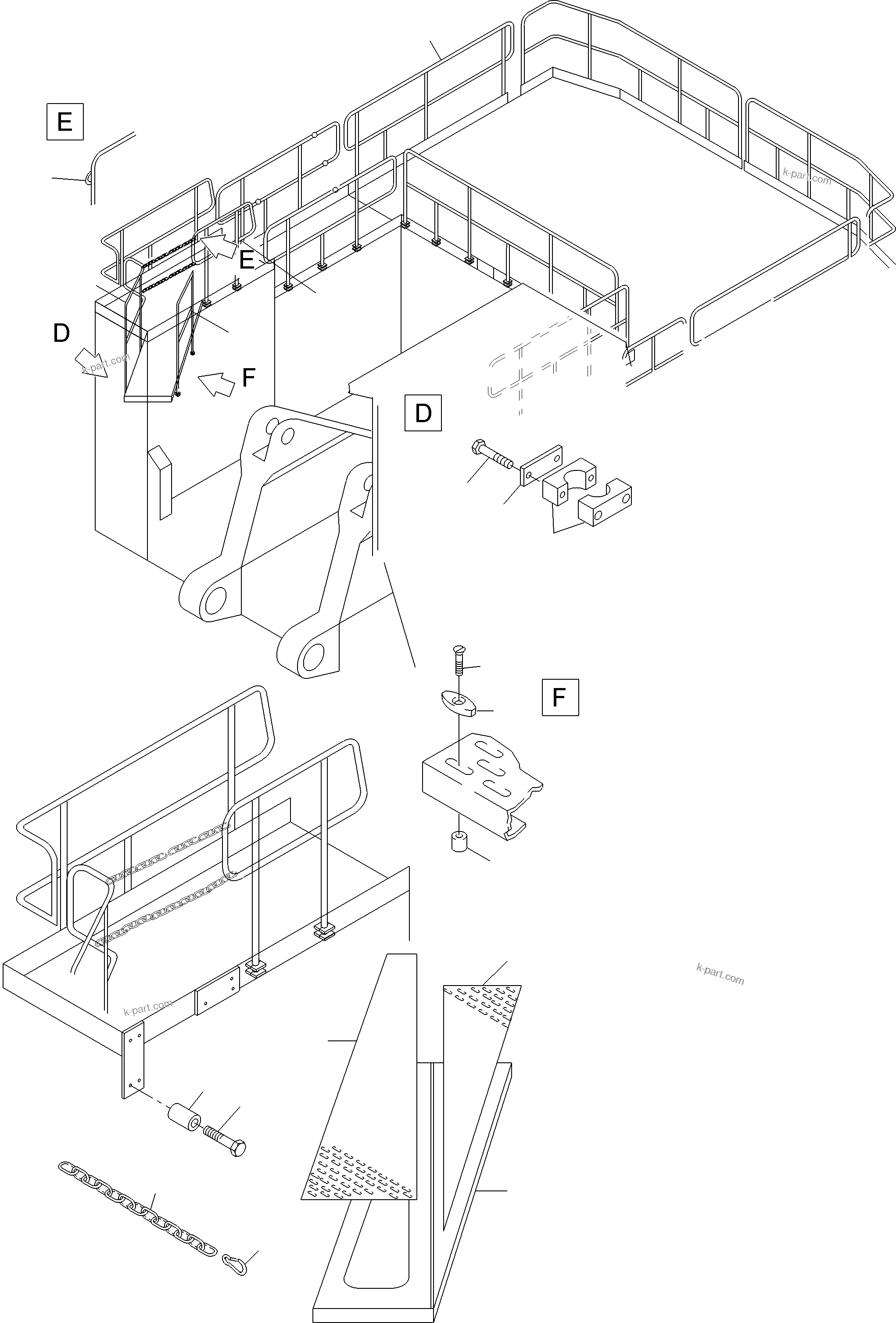 Komatsu parts book diagram for PC3000-6 S/N 06330: LADDERS AND RAILS