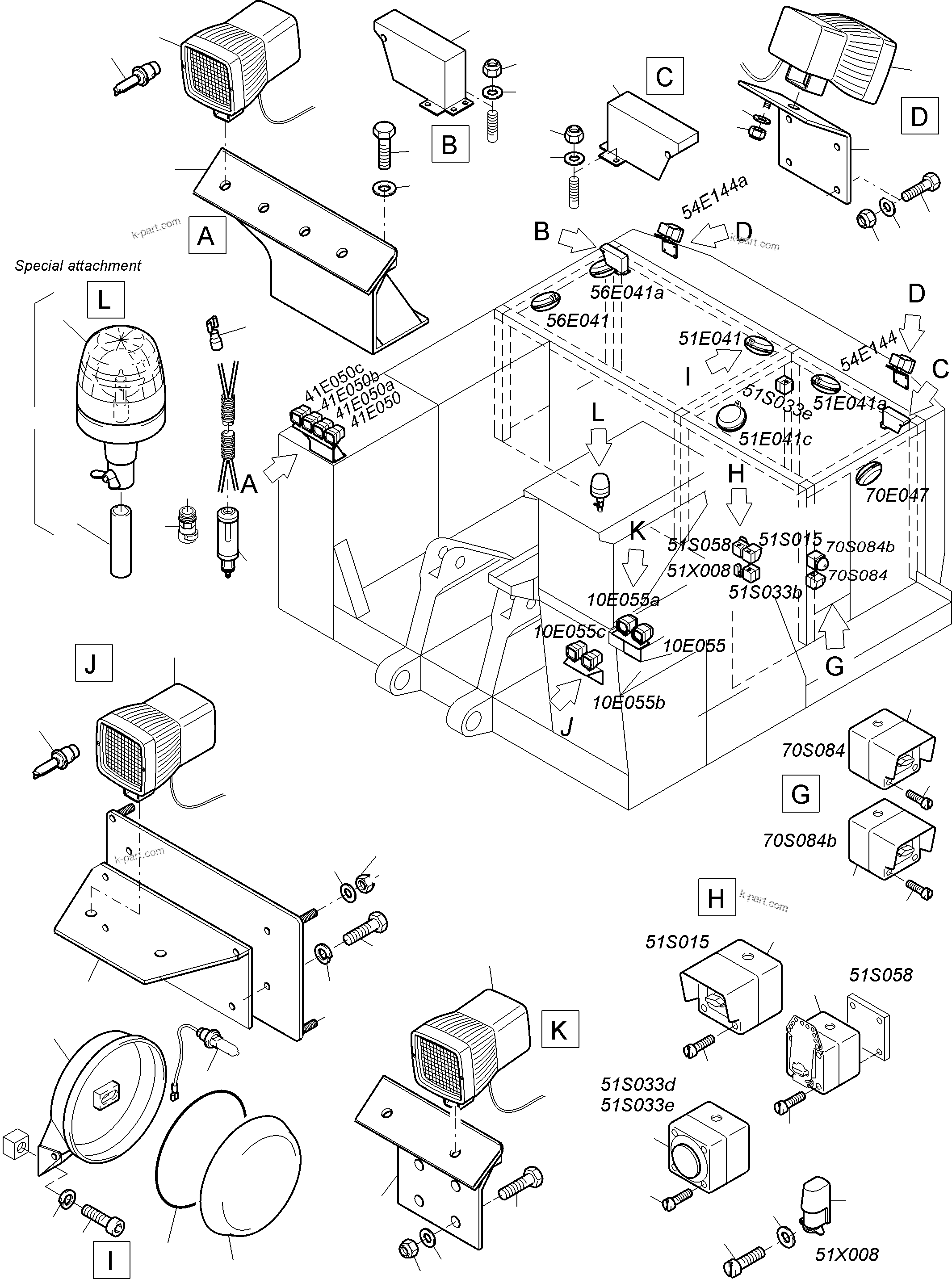 Komatsu parts book diagram for PC3000-6 S/N 06330: LIGHTING EQUIPMENT