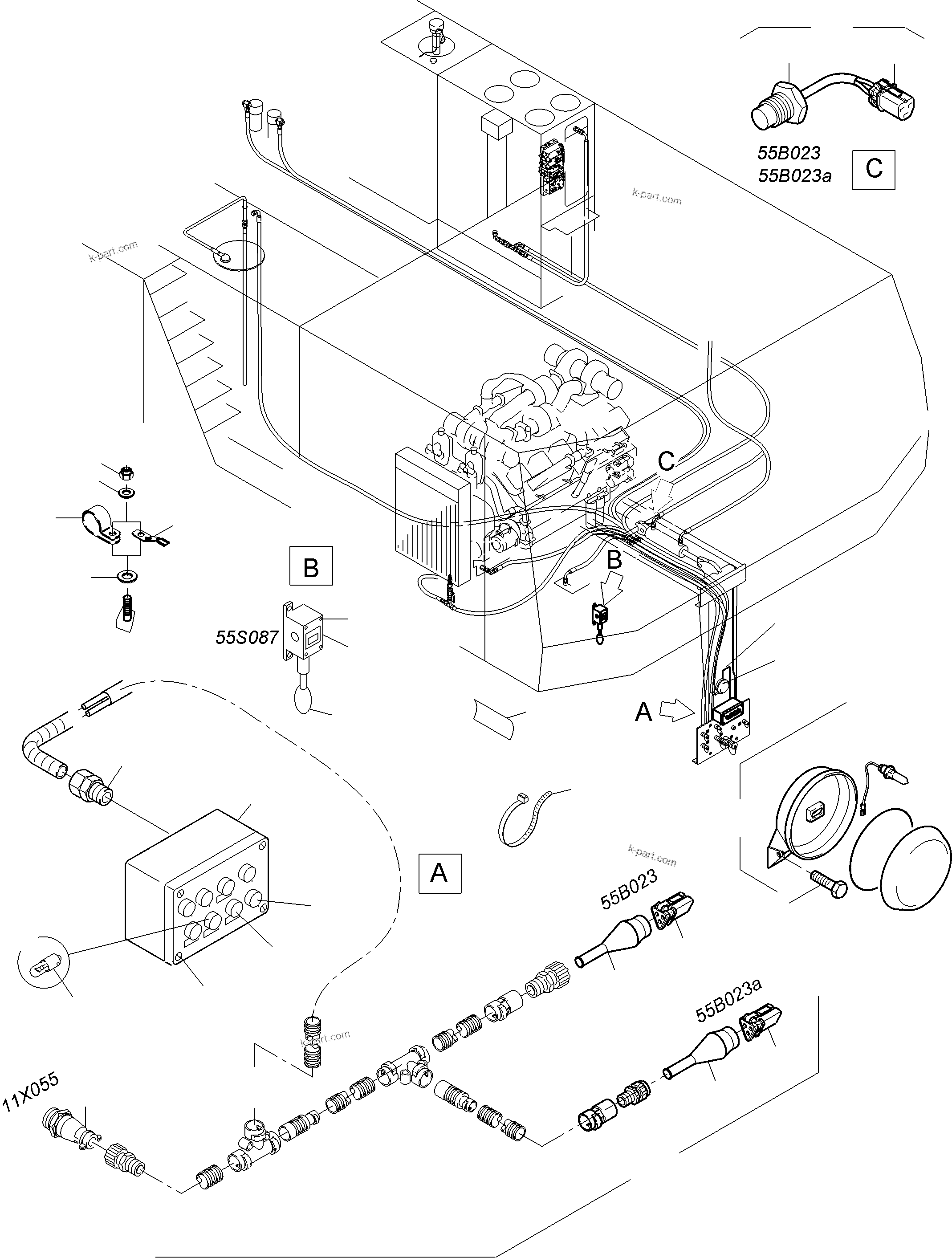 Komatsu parts book diagram for PC3000-6 S/N 06330: ELECTRIC PARTS - REFUELING