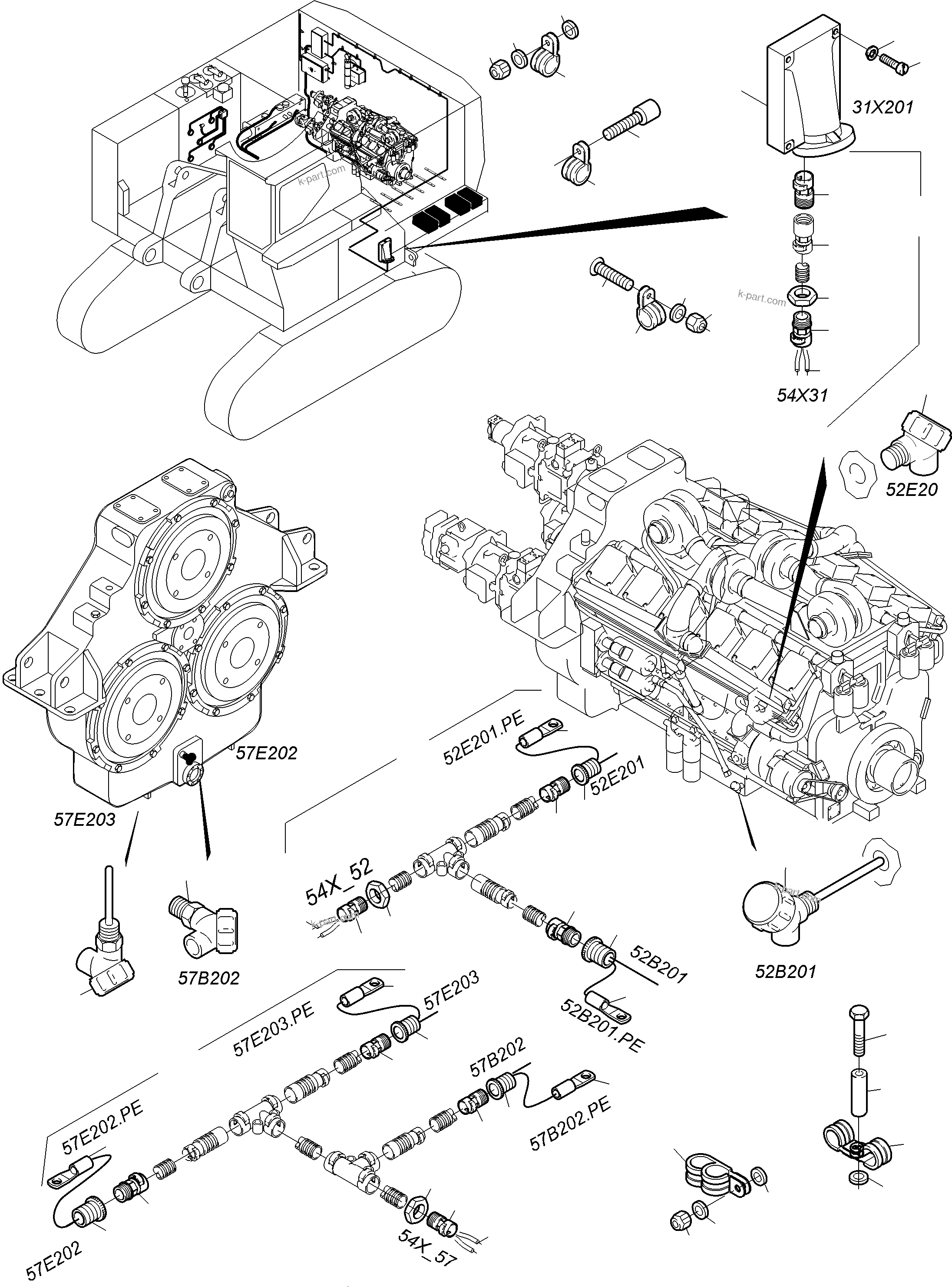Komatsu parts book diagram for PC3000-6 S/N 06330: CABLES - TEMPERATURE CONDITIONING