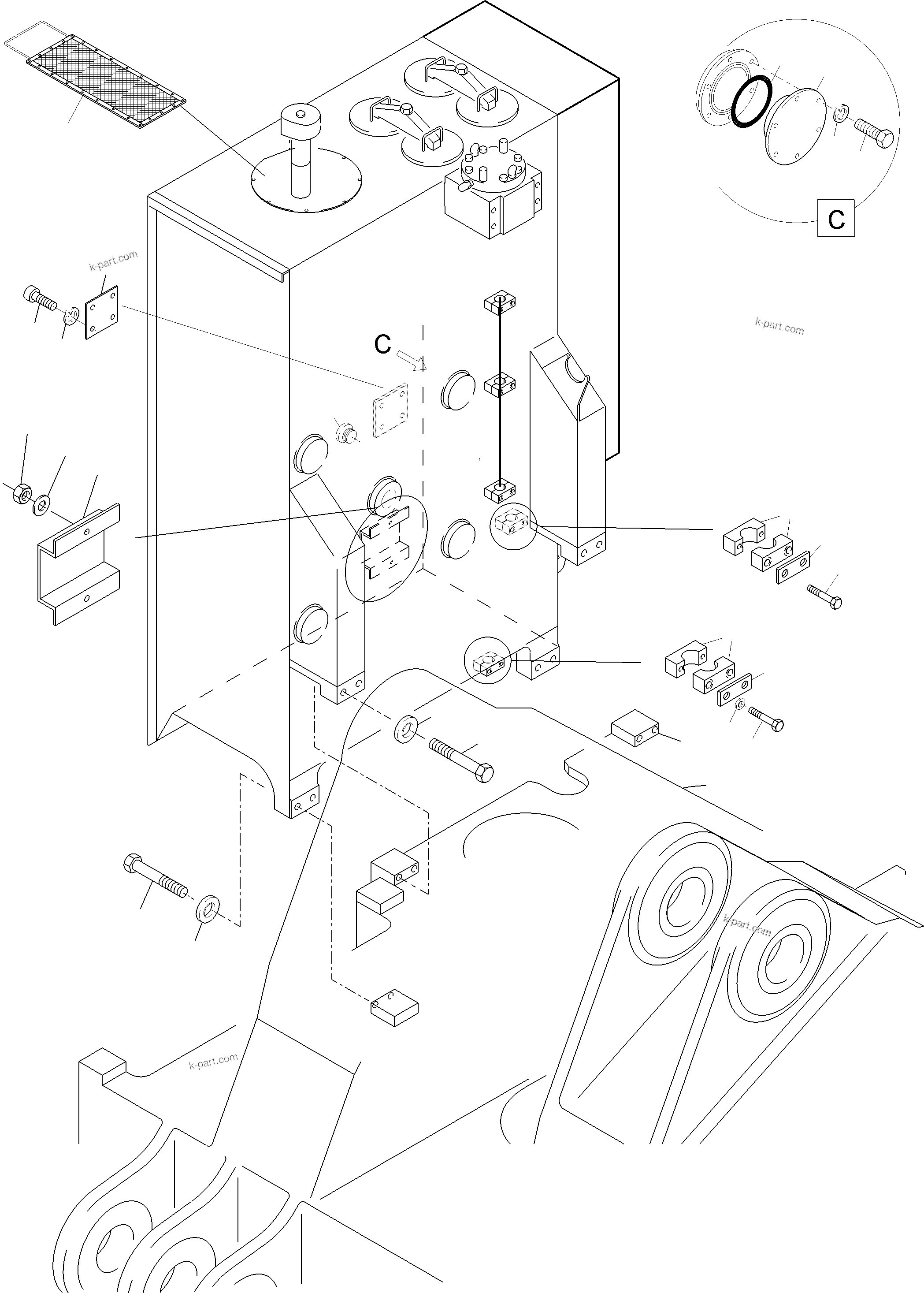 Komatsu parts book diagram for PC3000-6 S/N 06330: MAIN OIL TANK