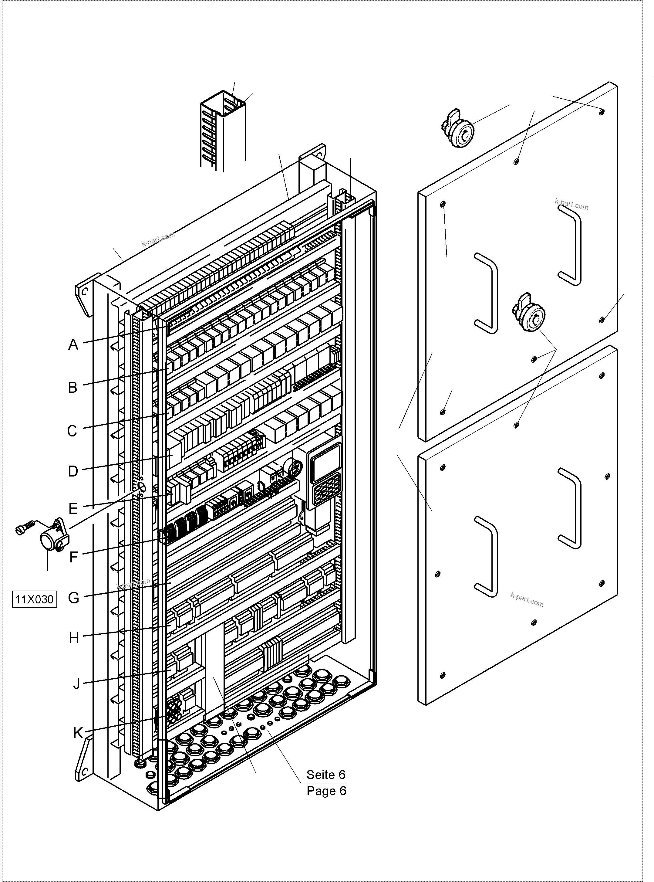 Komatsu parts book diagram for PC3000-6 S/N 06330: SWITCH CABINET LOCATION 11