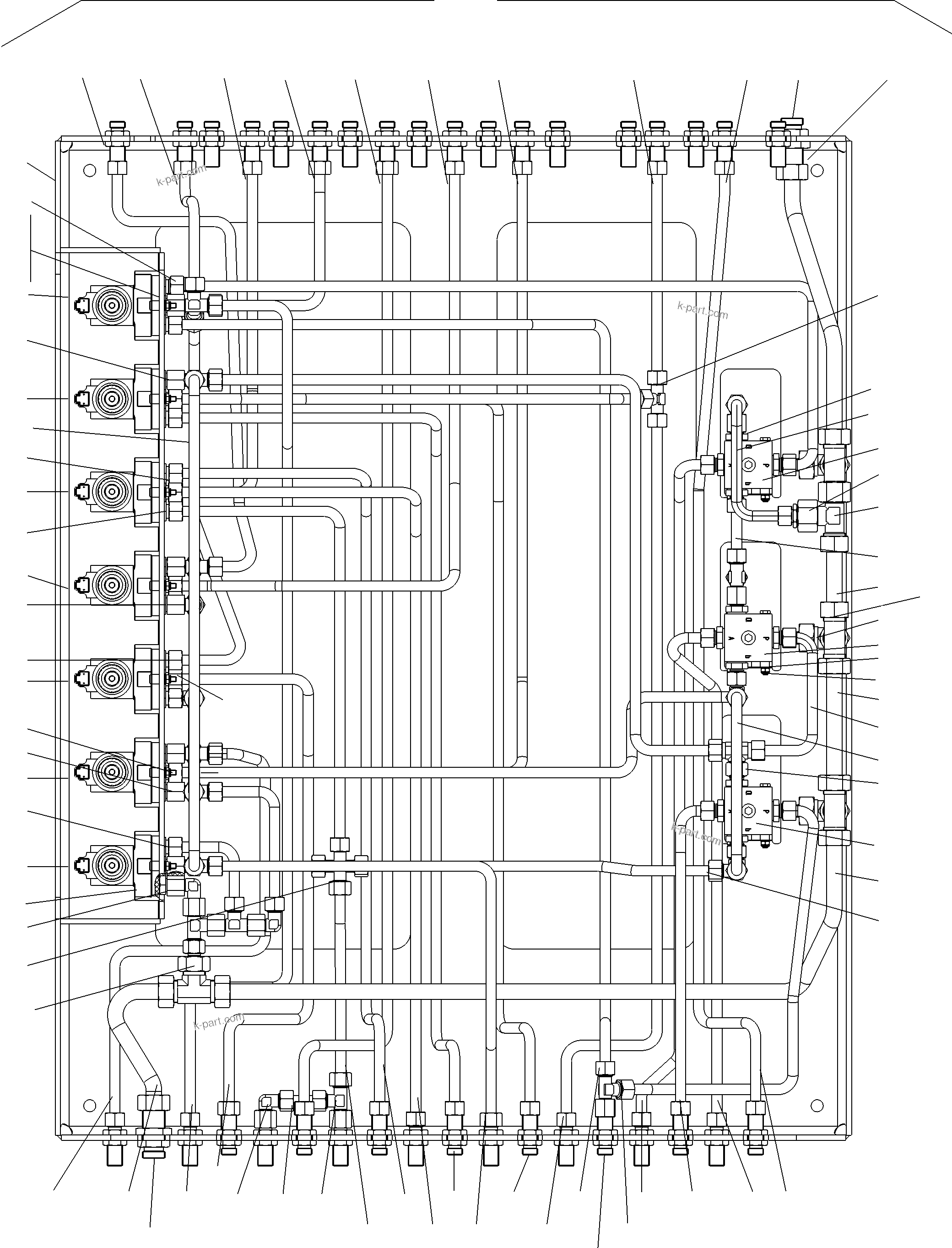 Komatsu parts book diagram for PC3000-6 S/N 06330: PIPES - PILOT CONTROL PLATE (BBE)