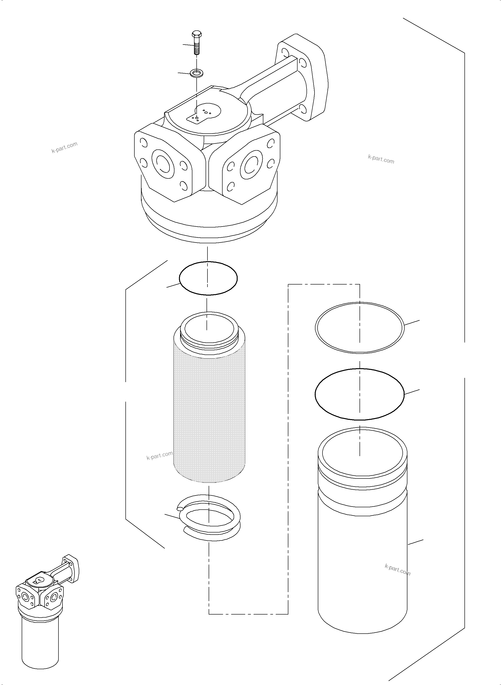 Komatsu parts book diagram for PC3000-6 S/N 06331: H. P. FILTER