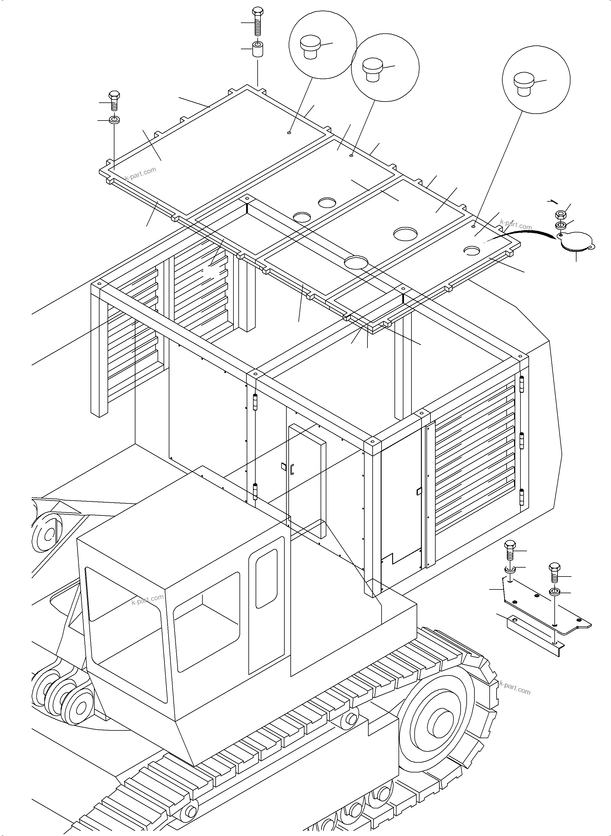 Komatsu parts book diagram for PC3000-6 S/N 06331: COVERING - ENGINE HOUSING