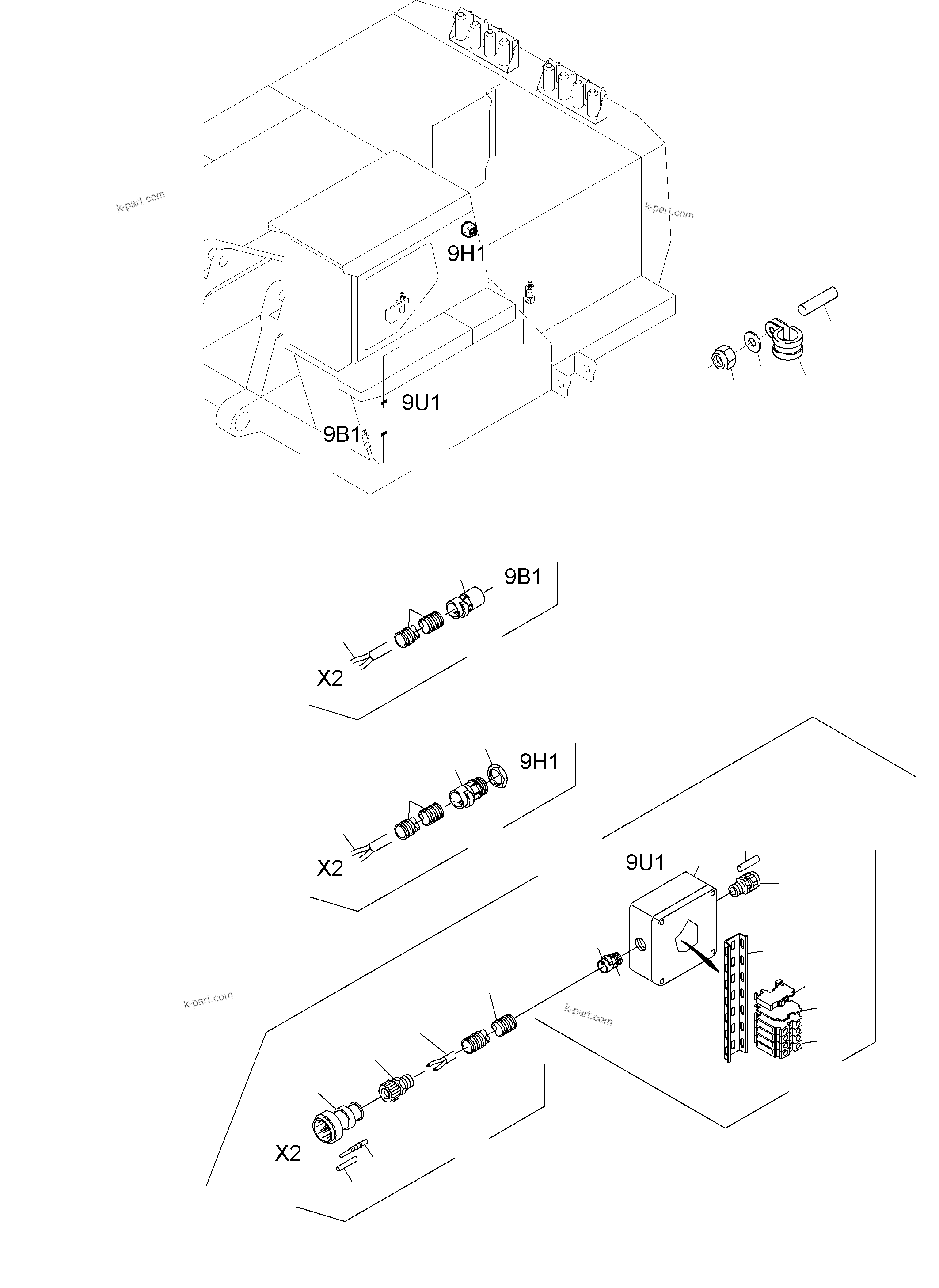 Komatsu parts book diagram for PC3000-6 S/N 06331: ELECTRICAL PARTS - FIRE EXTINGUISHING EQUIPMENT