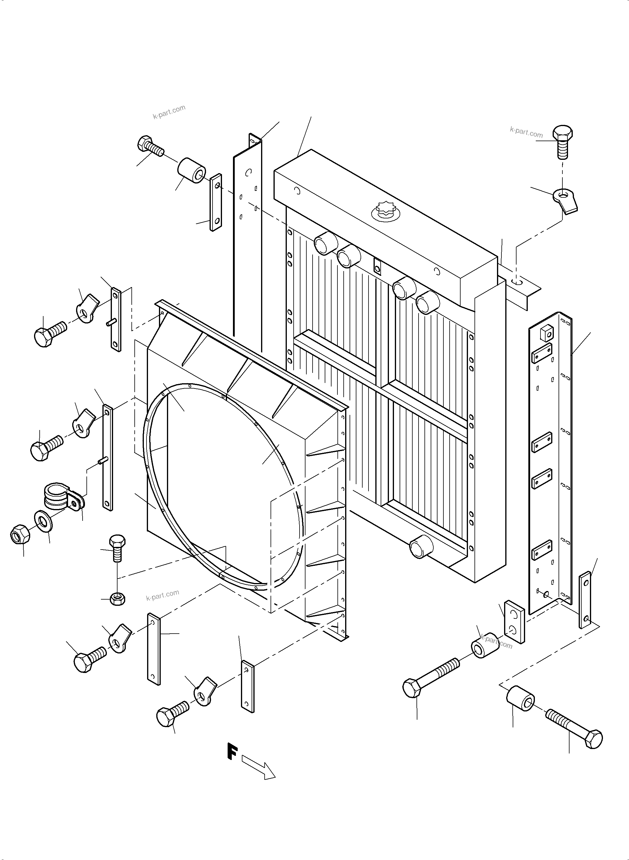 Komatsu parts book diagram for PC3000-6 S/N 06331: RADIATOR ARRANGEMENT