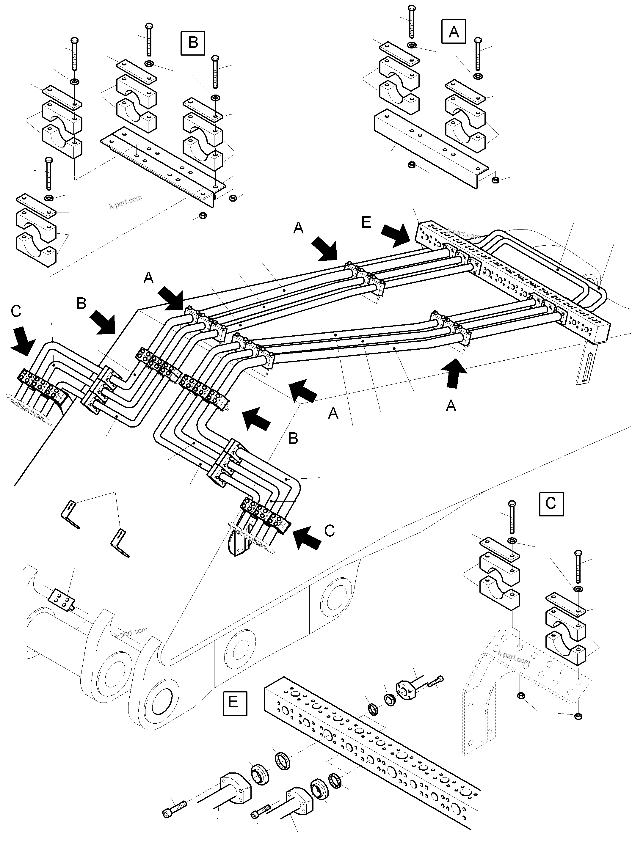 Komatsu parts book diagram for PC3000-6 S/N 06331: BULLCLAM BUCKET BOOM 6M