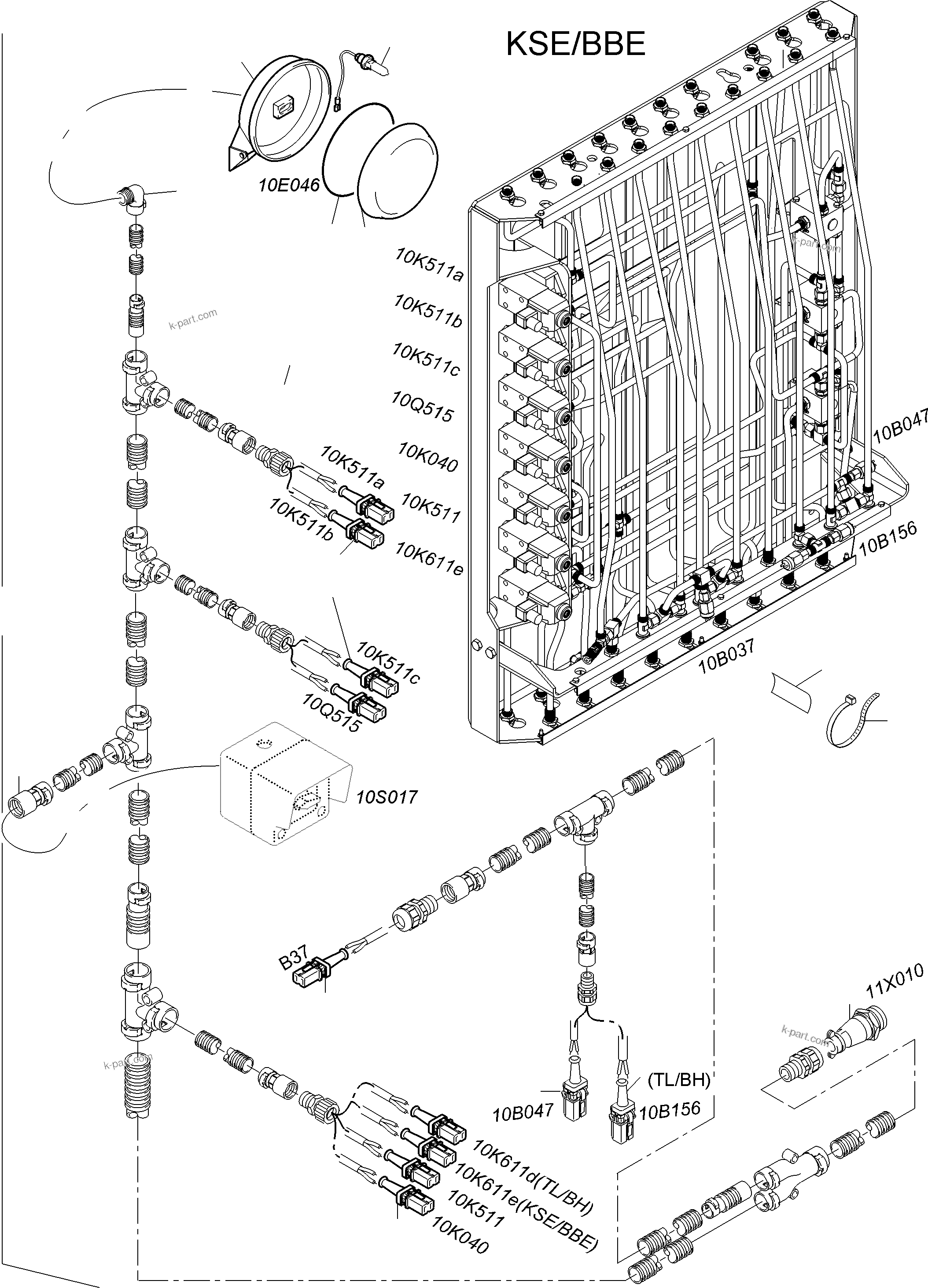 Komatsu parts book diagram for PC3000-6 S/N 06331: CABLES - PILOT CONTROL FRAME