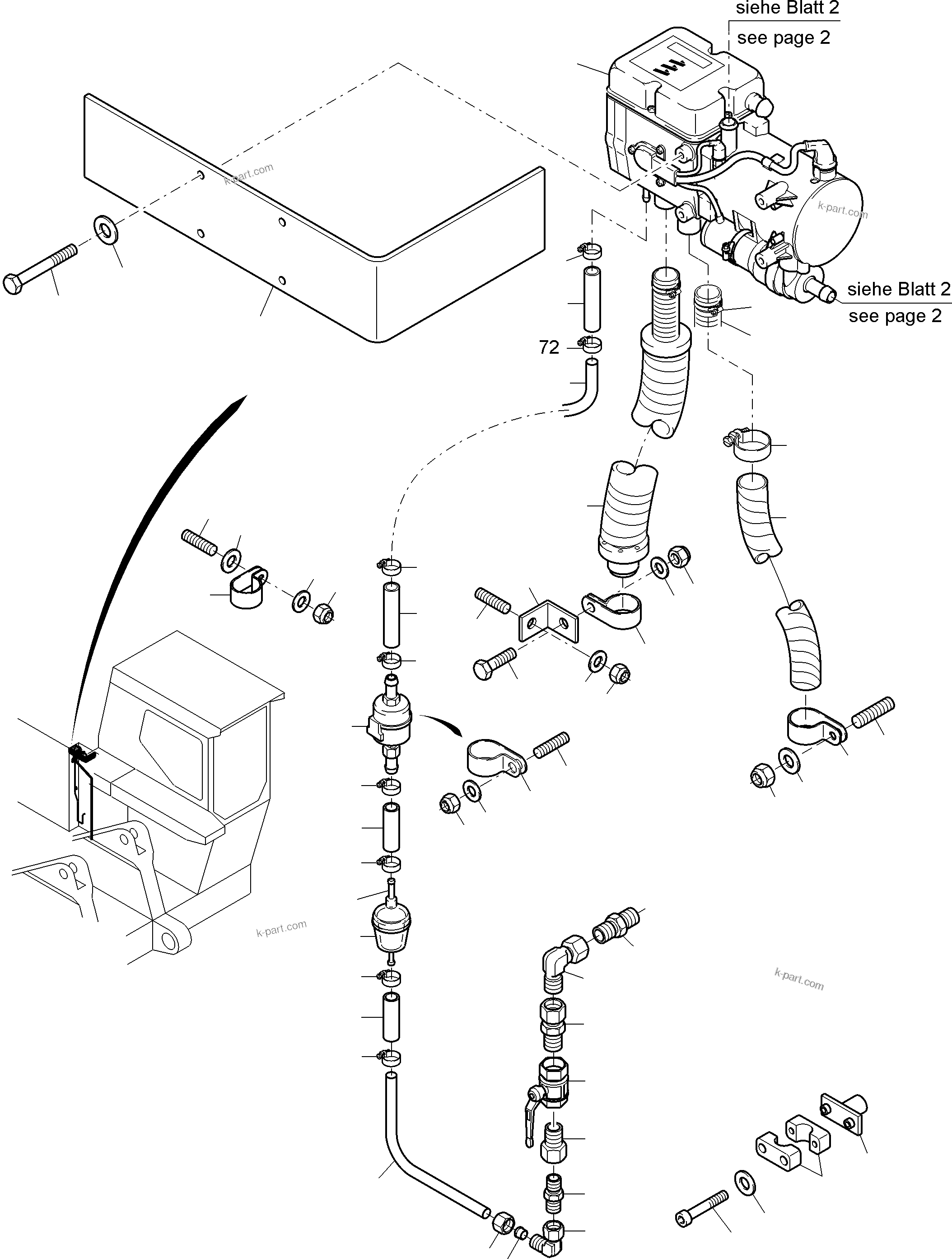 Komatsu parts book diagram for PC3000-6 S/N 06331: ADDITIONAL HEATING SYSTEM CAB