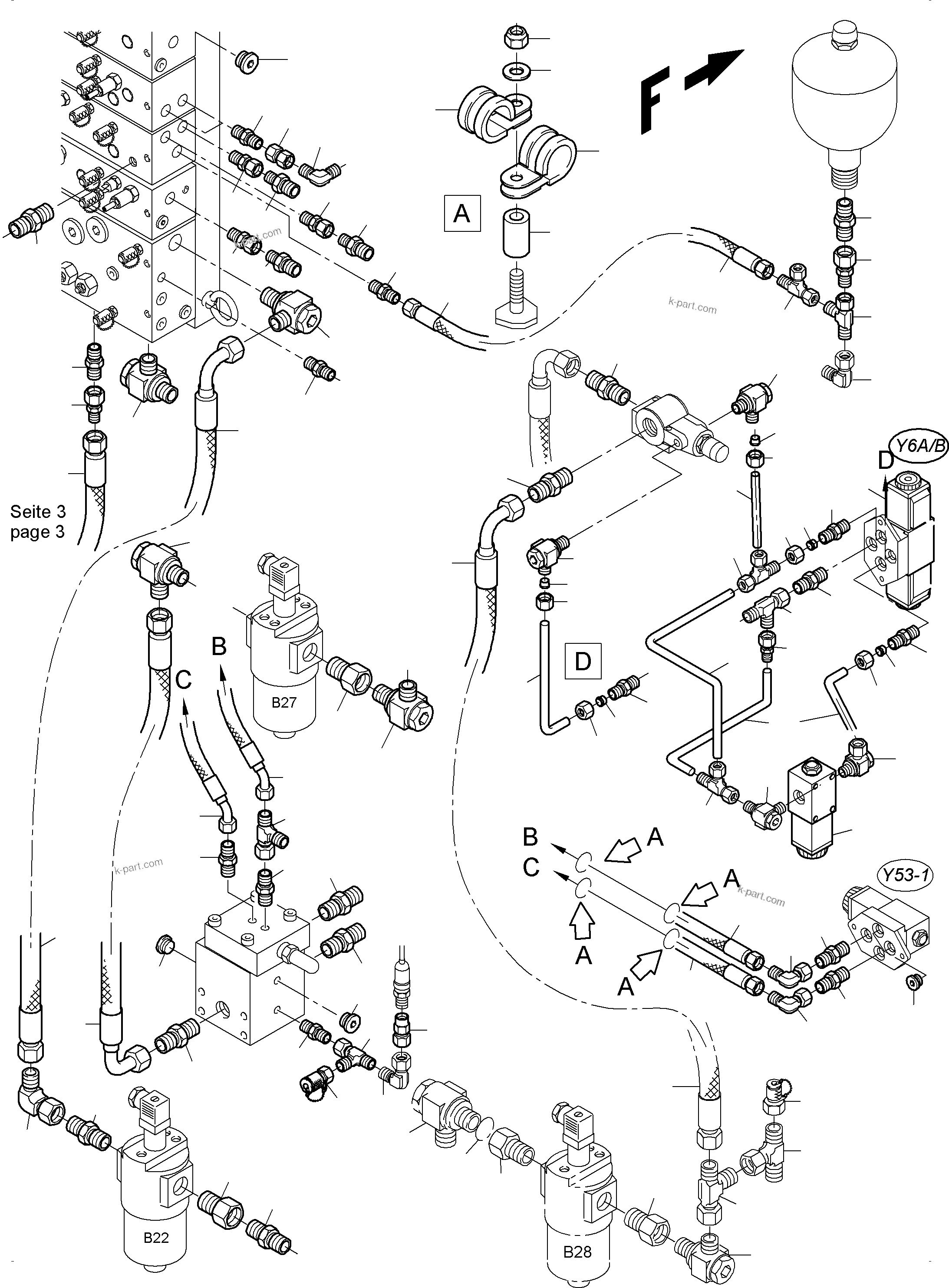 Komatsu parts book diagram for PC3000-6 S/N 06331: CONTROL- AND FILTER PLATE