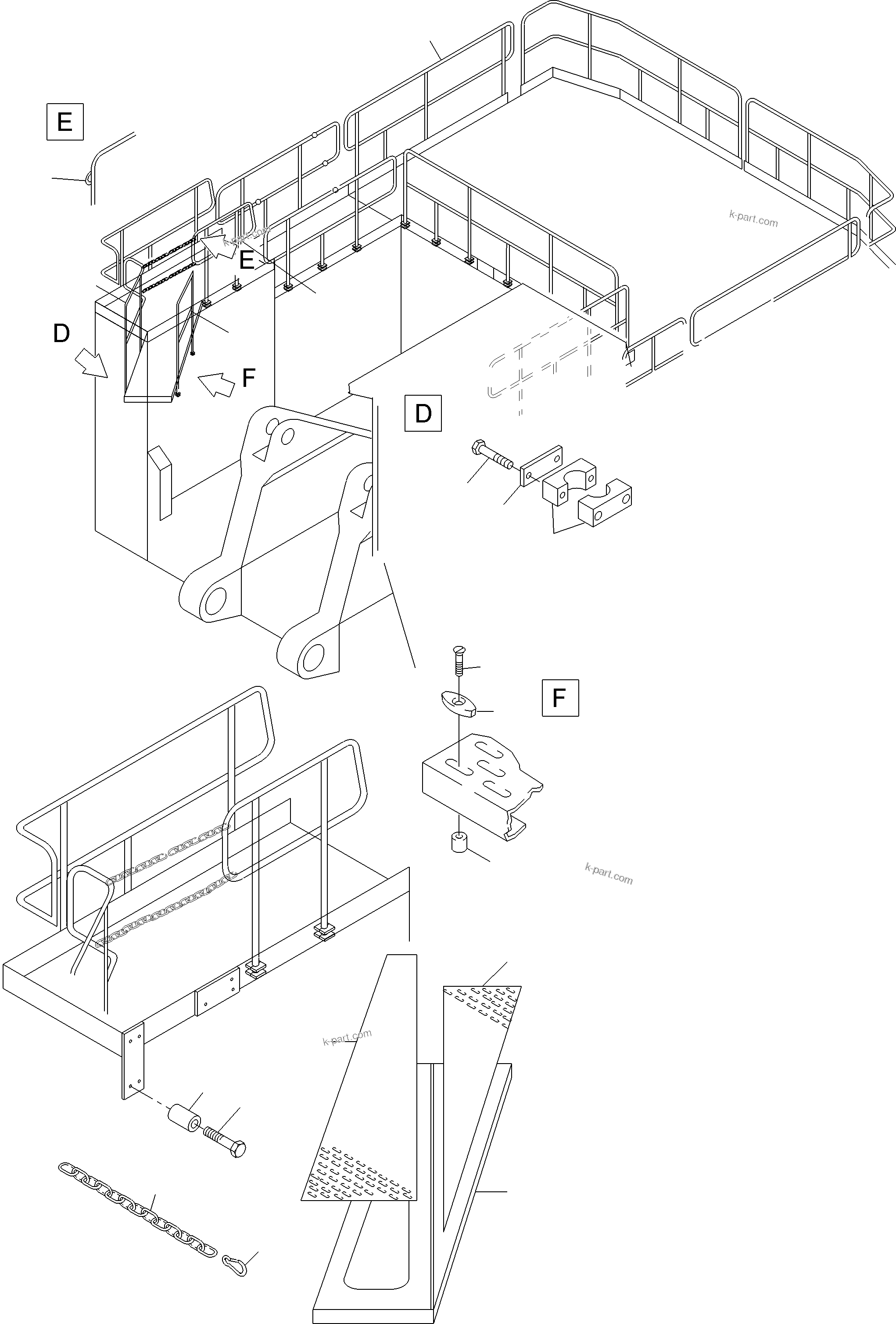 Komatsu parts book diagram for PC3000-6 S/N 06331: LADDERS AND RAILS