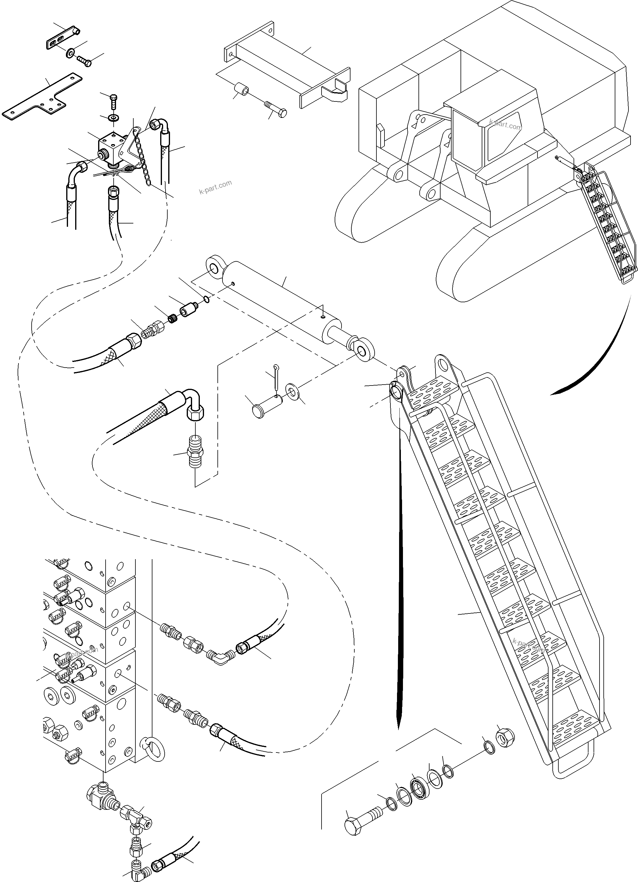 Komatsu parts book diagram for PC3000-6 S/N 06331: LADDER, HYDRAULIC