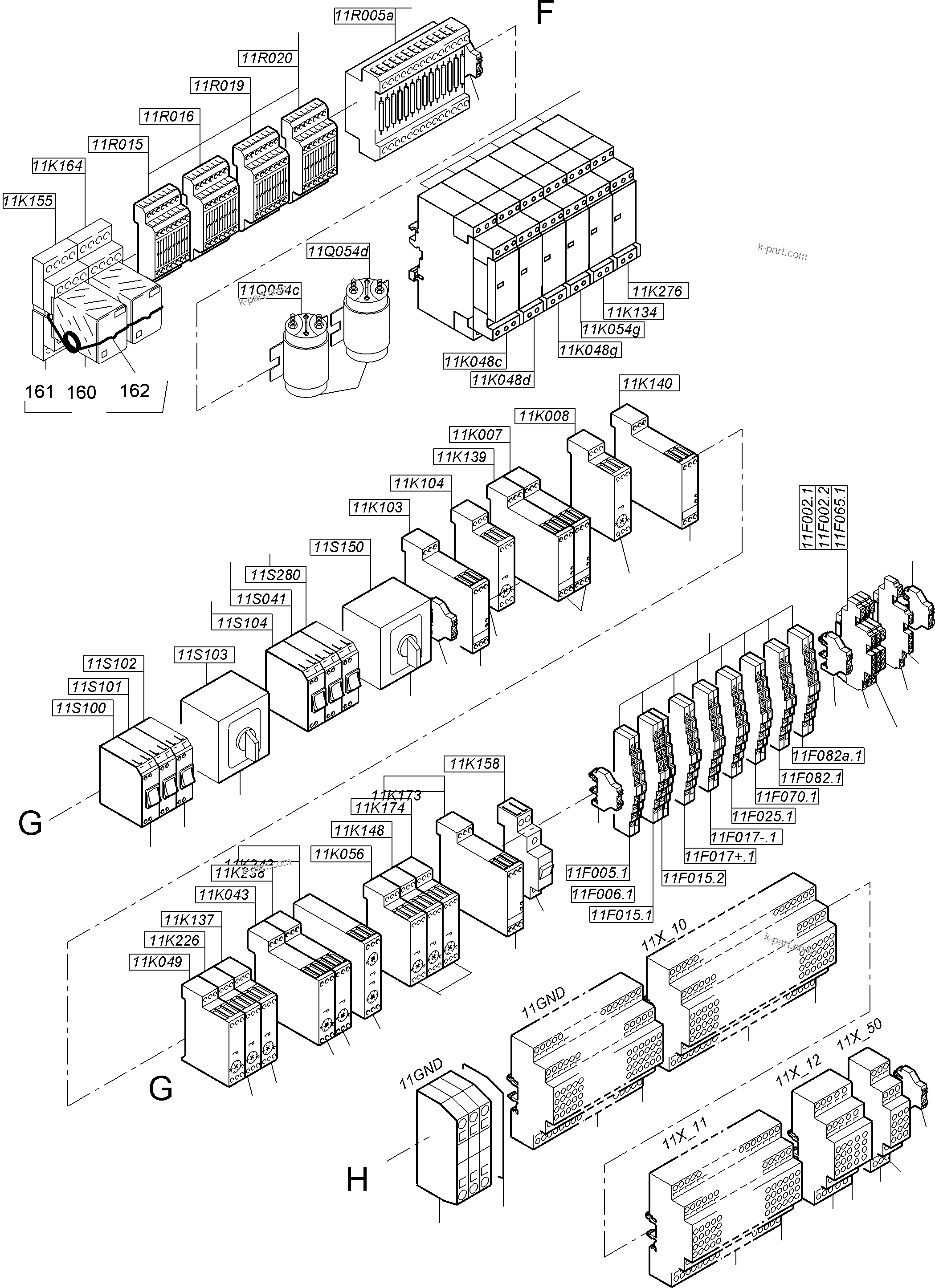 Komatsu parts book diagram for PC3000-6 S/N 06331: SWITCH CABINET LOCATION 11
