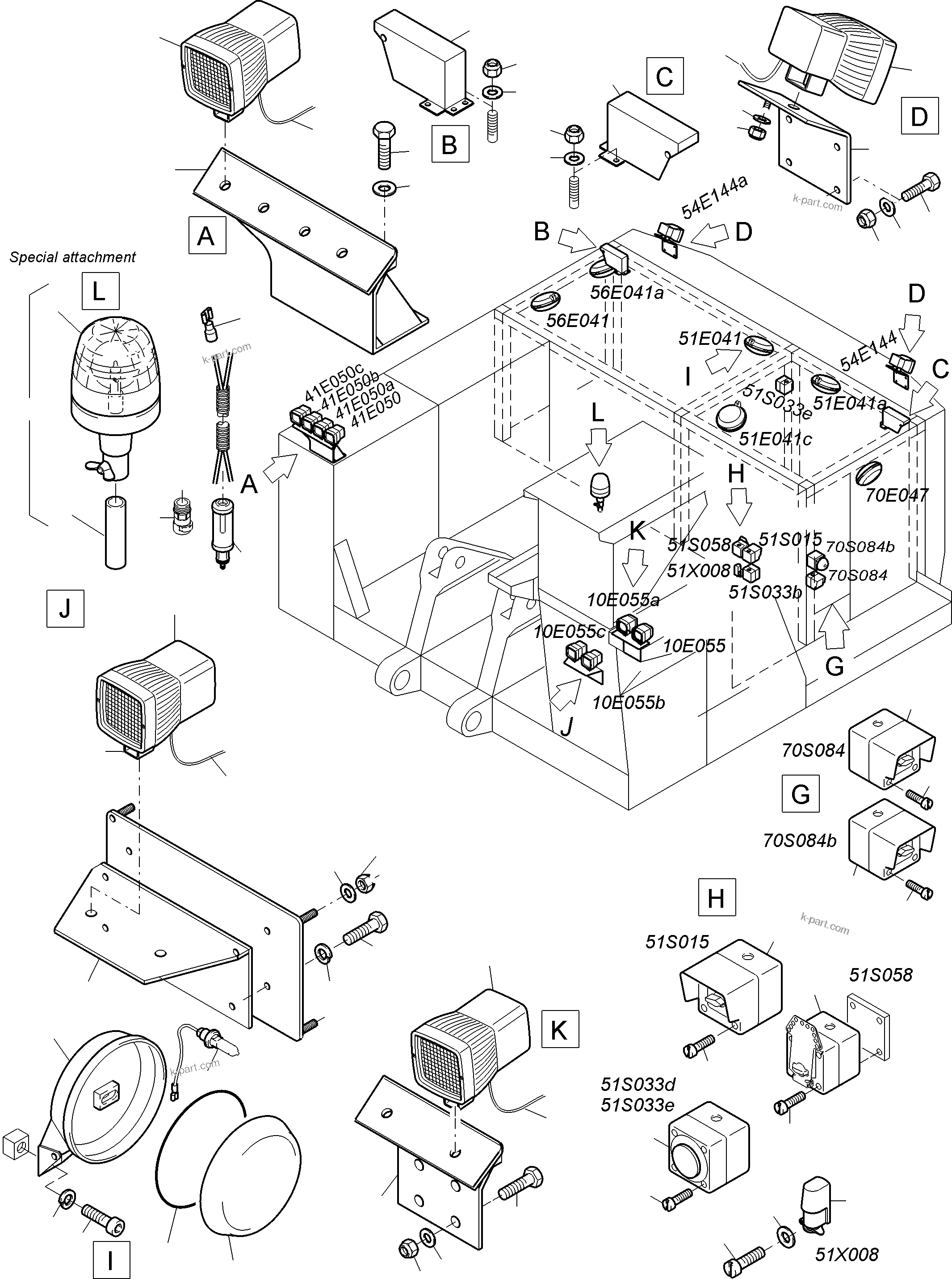 Komatsu parts book diagram for PC3000-6 S/N 06331: LIGHTING EQUIPMENT