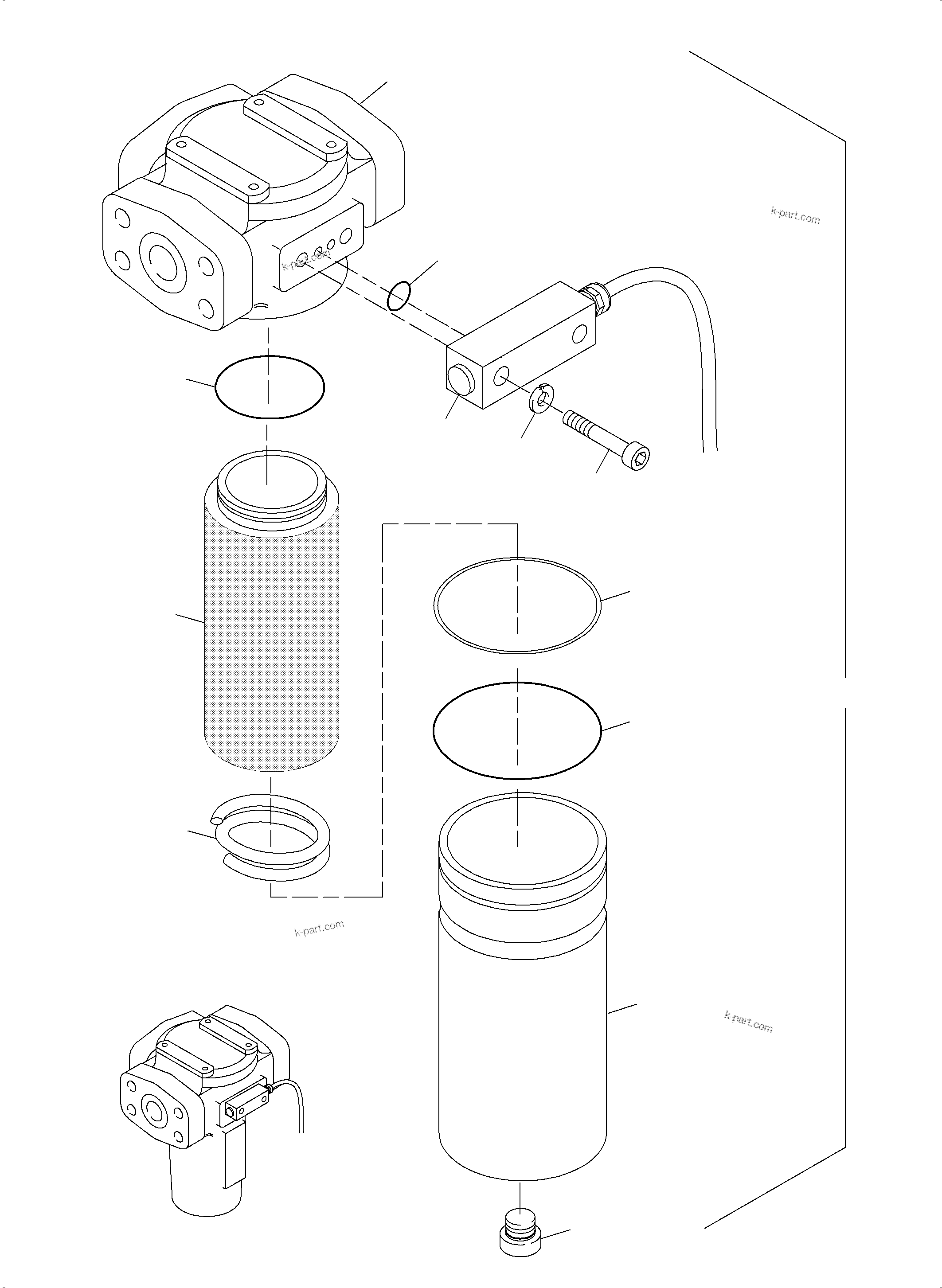 Komatsu parts book diagram for PC4000-6 S/N 08195: H.P. FILTER