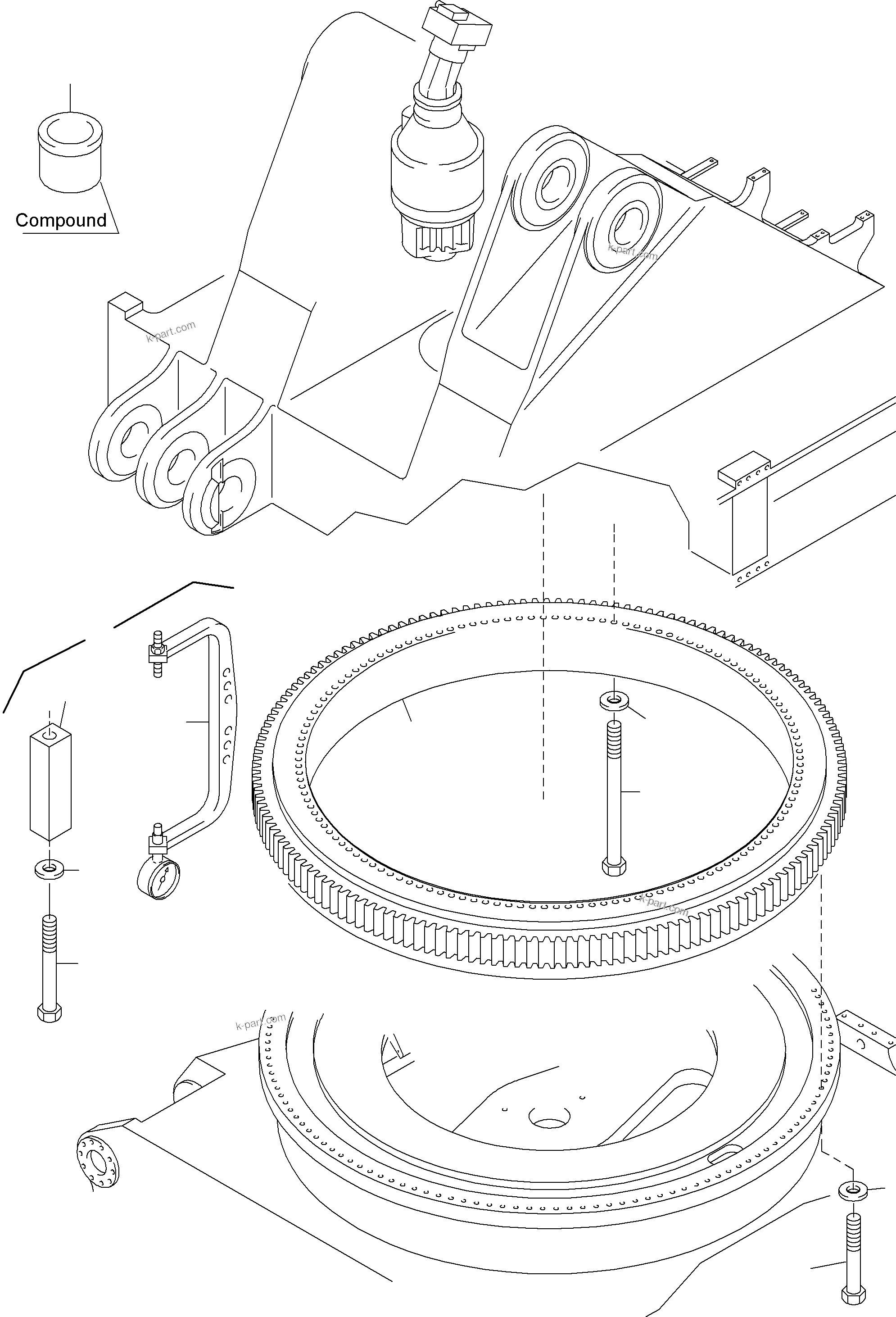 Komatsu parts book diagram for PC4000-6 S/N 08195: SLEW RING ARR.