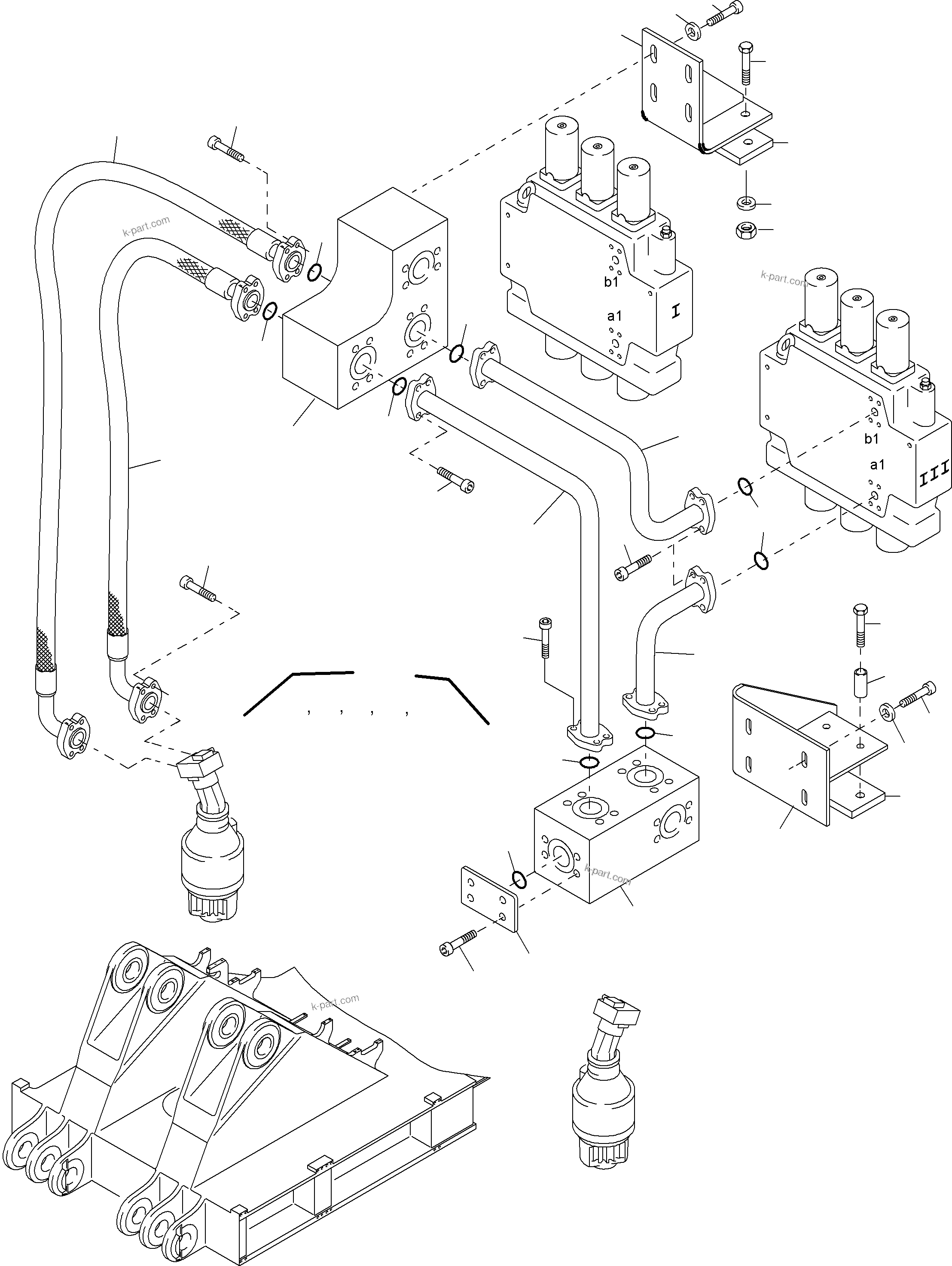 Komatsu parts book diagram for PC4000-6 S/N 08195: PRESSURE LINES - SLEW GEAR