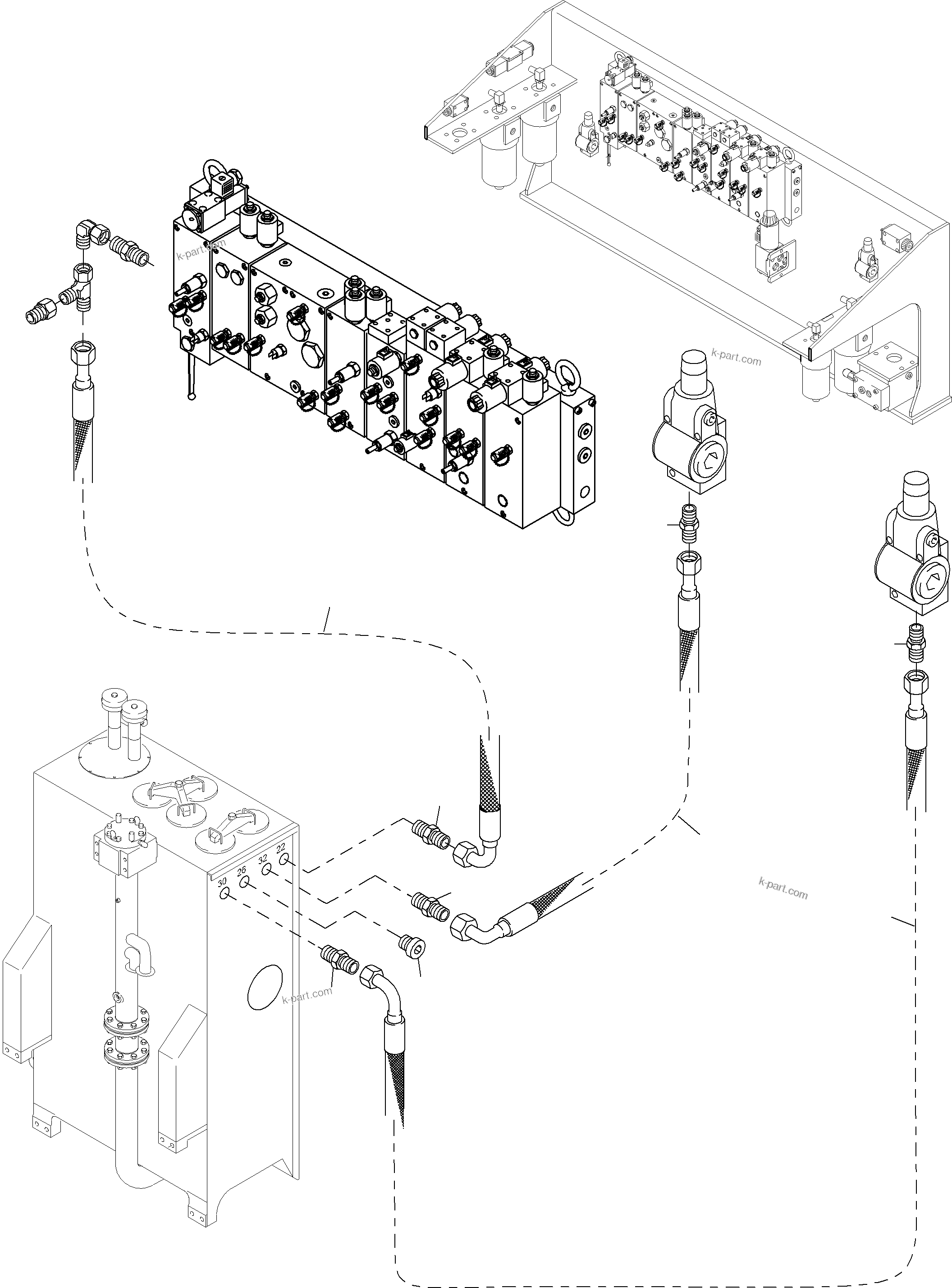 Komatsu parts book diagram for PC4000-6 S/N 08195: TANK LINES CONTROL- AND FILTER PLATE