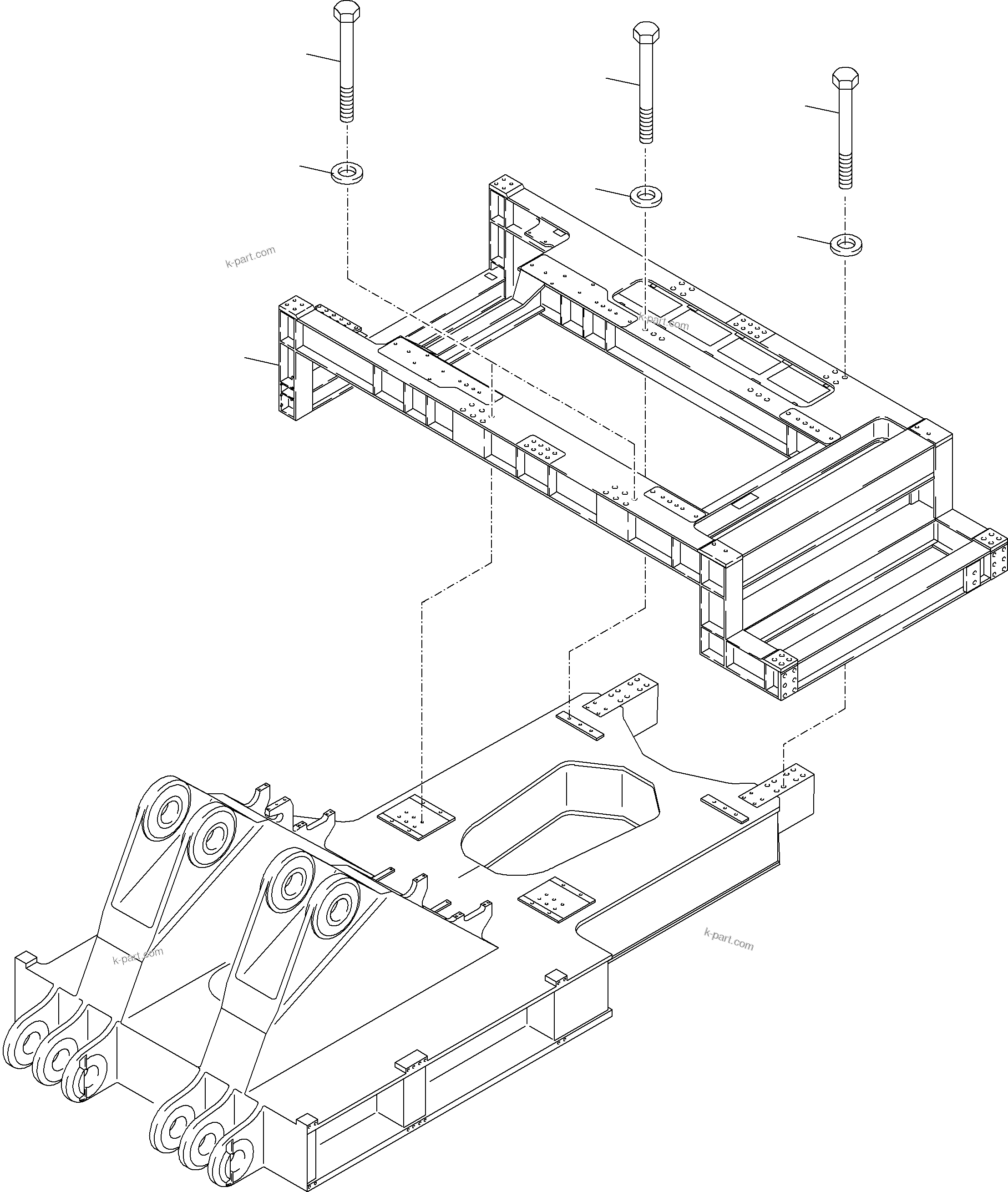 Komatsu parts book diagram for PC4000-6 S/N 08195: POWER FRAME ARR.
