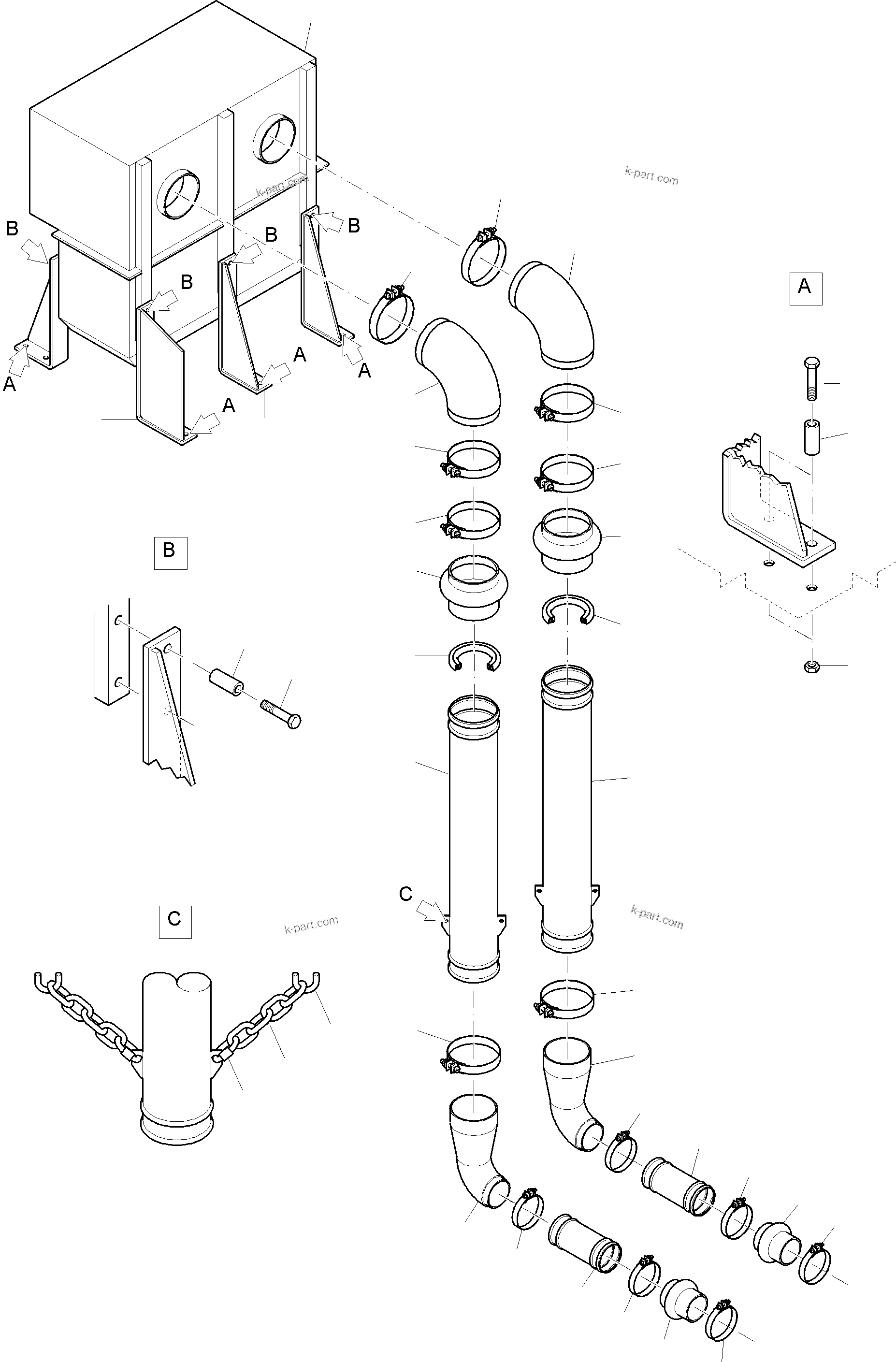 Komatsu parts book diagram for PC4000-6 S/N 08195: MOTOR AIR INTAKE