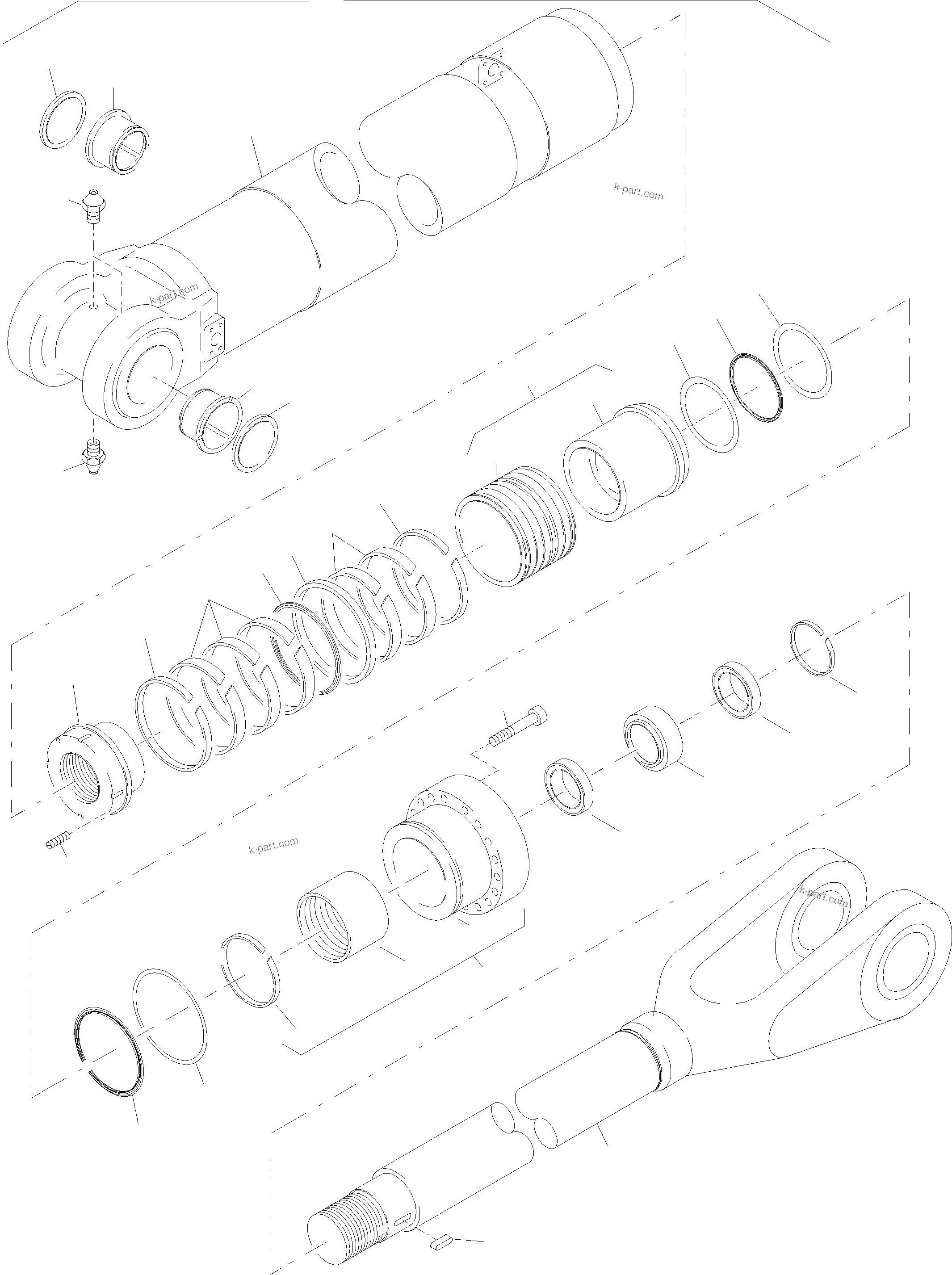 Komatsu parts book diagram for PC4000-6 S/N 08195: HYDRAULIC CYLINDER