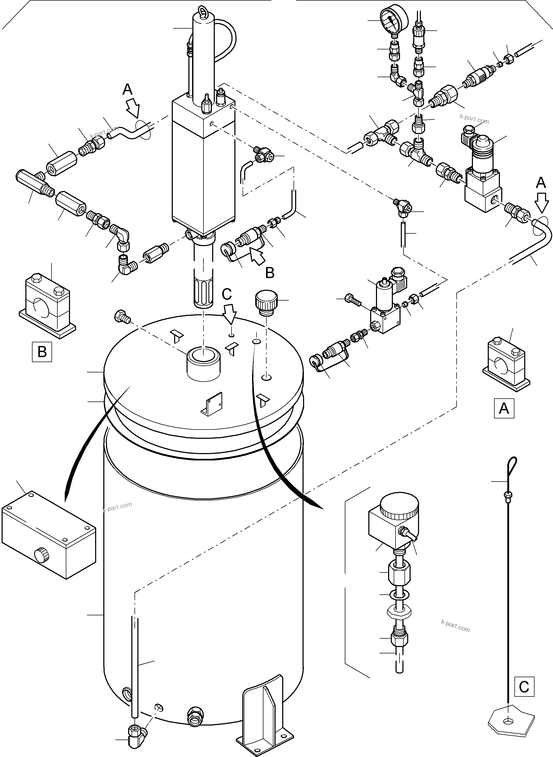Komatsu parts book diagram for PC4000-6 S/N 08195: LUBE PUMP STATION, FILLING CONNECTION