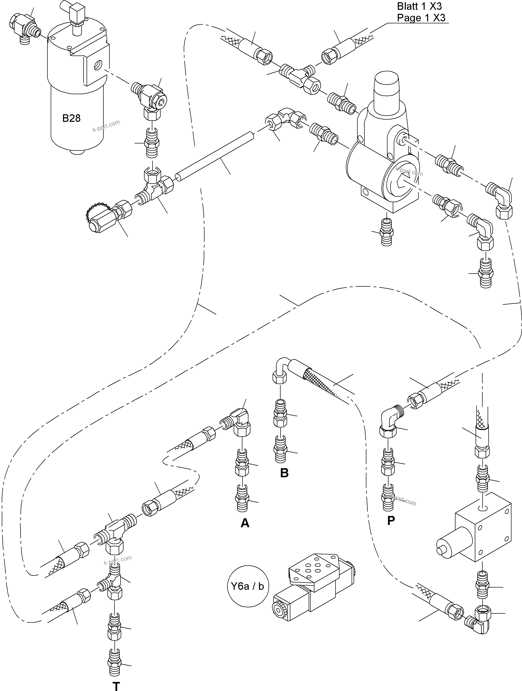 Komatsu parts book diagram for PC4000-6 S/N 08195: CONTROL- AND FILTER PLATE PIPING