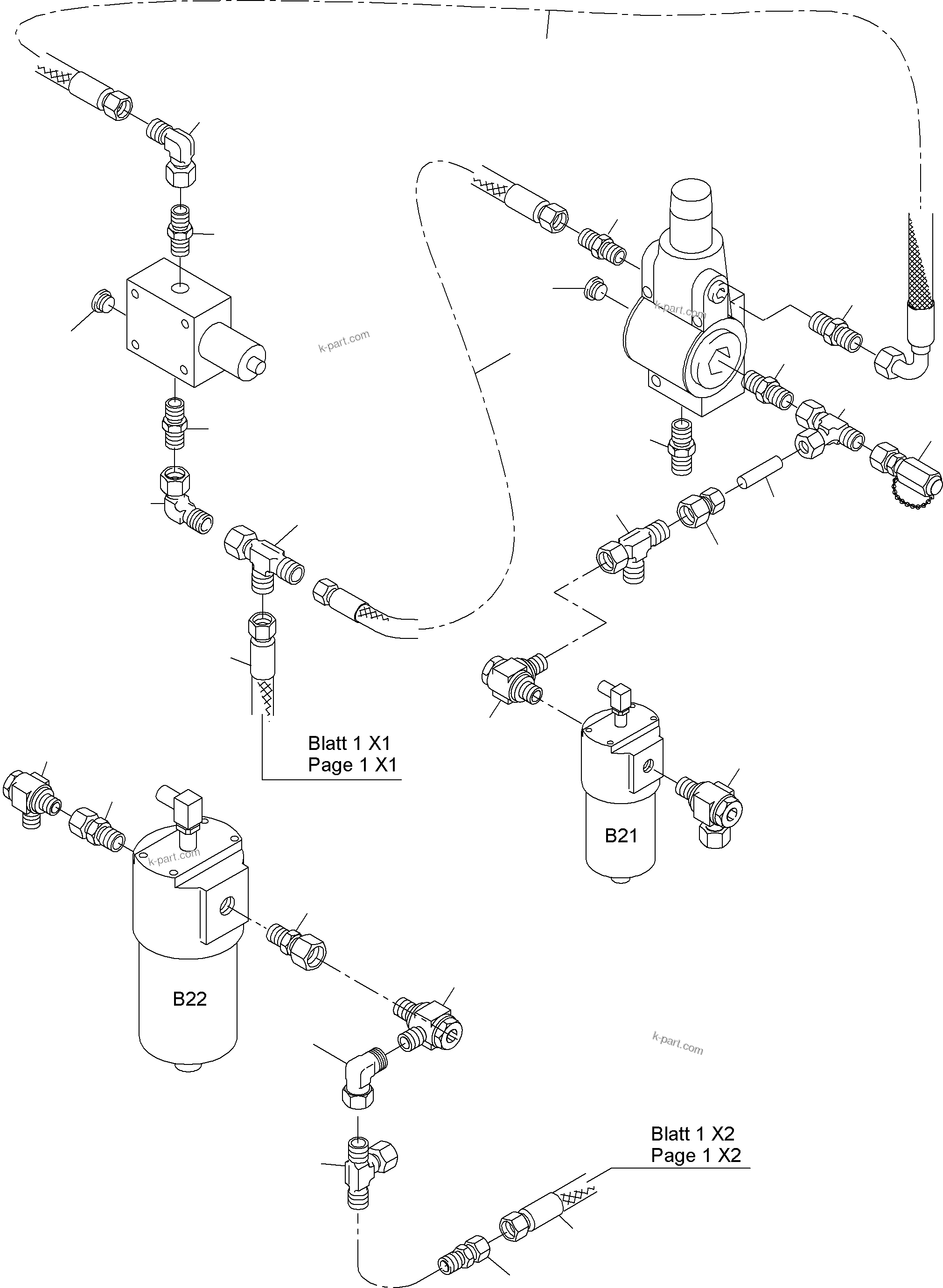Komatsu parts book diagram for PC4000-6 S/N 08195: CONTROL- AND FILTER PLATE PIPING