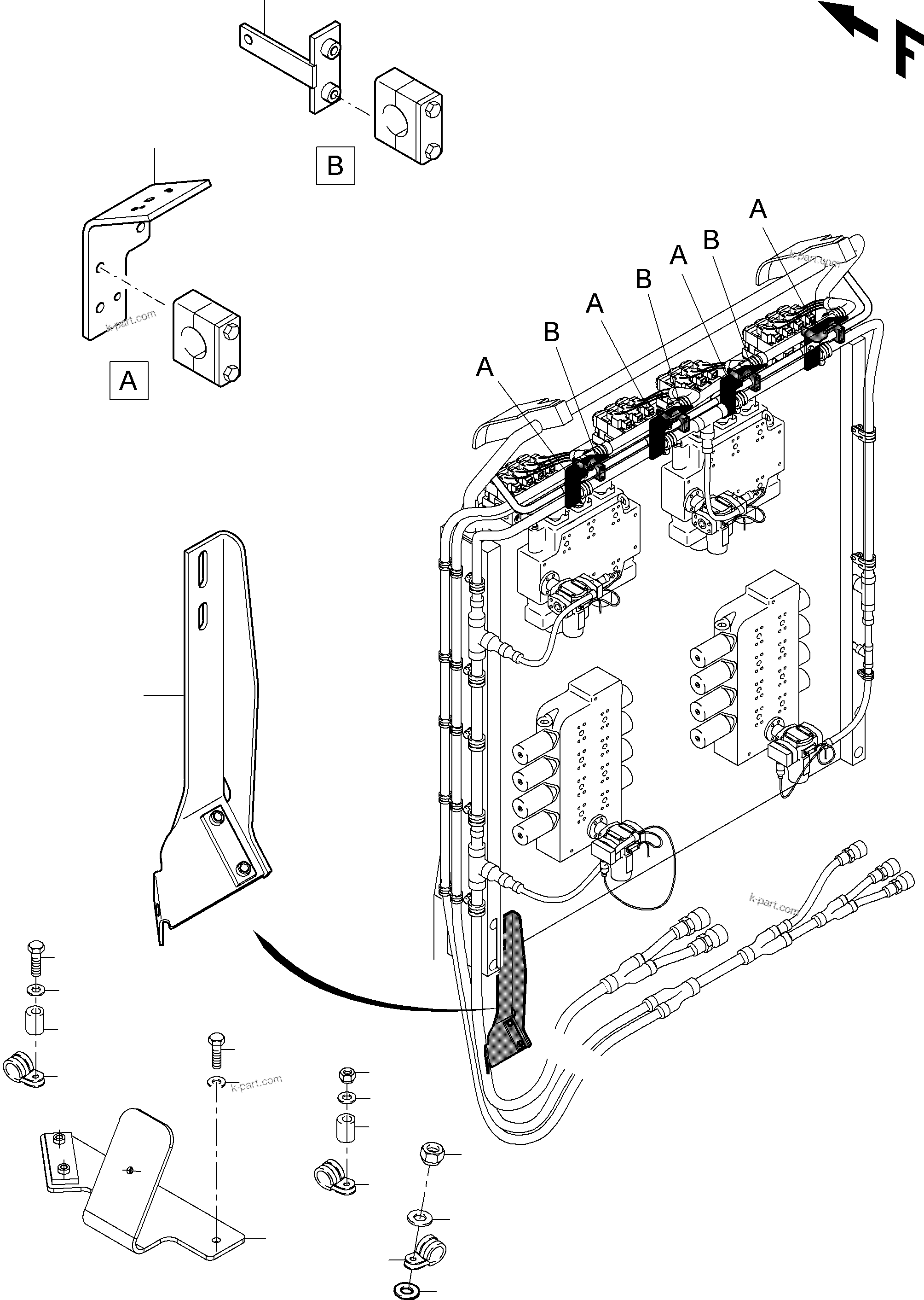 Komatsu parts book diagram for PC4000-6 S/N 08195: CABLES - CONTROL BLOCKS - H.P.-FILTER