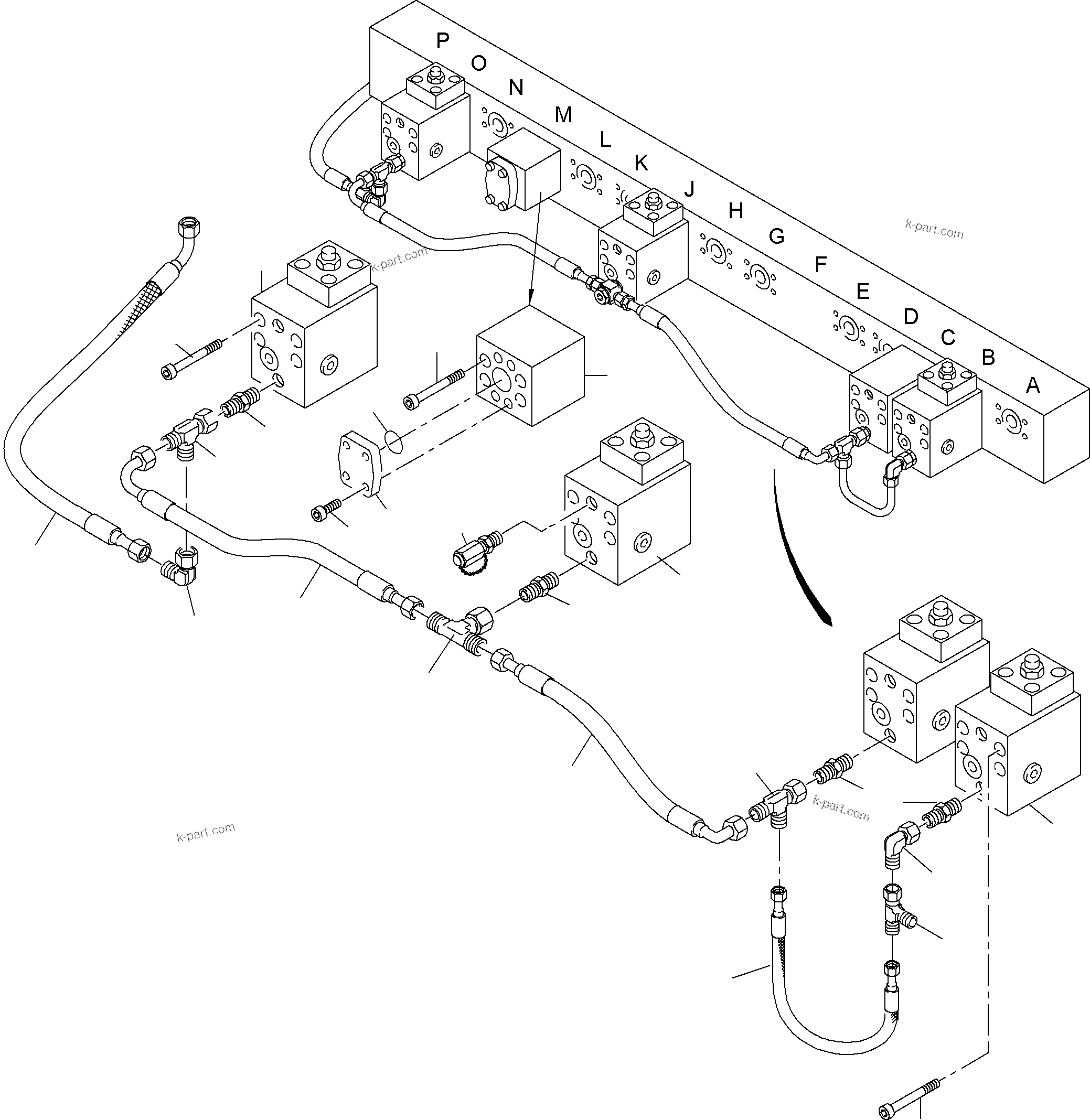 Komatsu parts book diagram for PC4000-6 S/N 08195: MAINFOLD