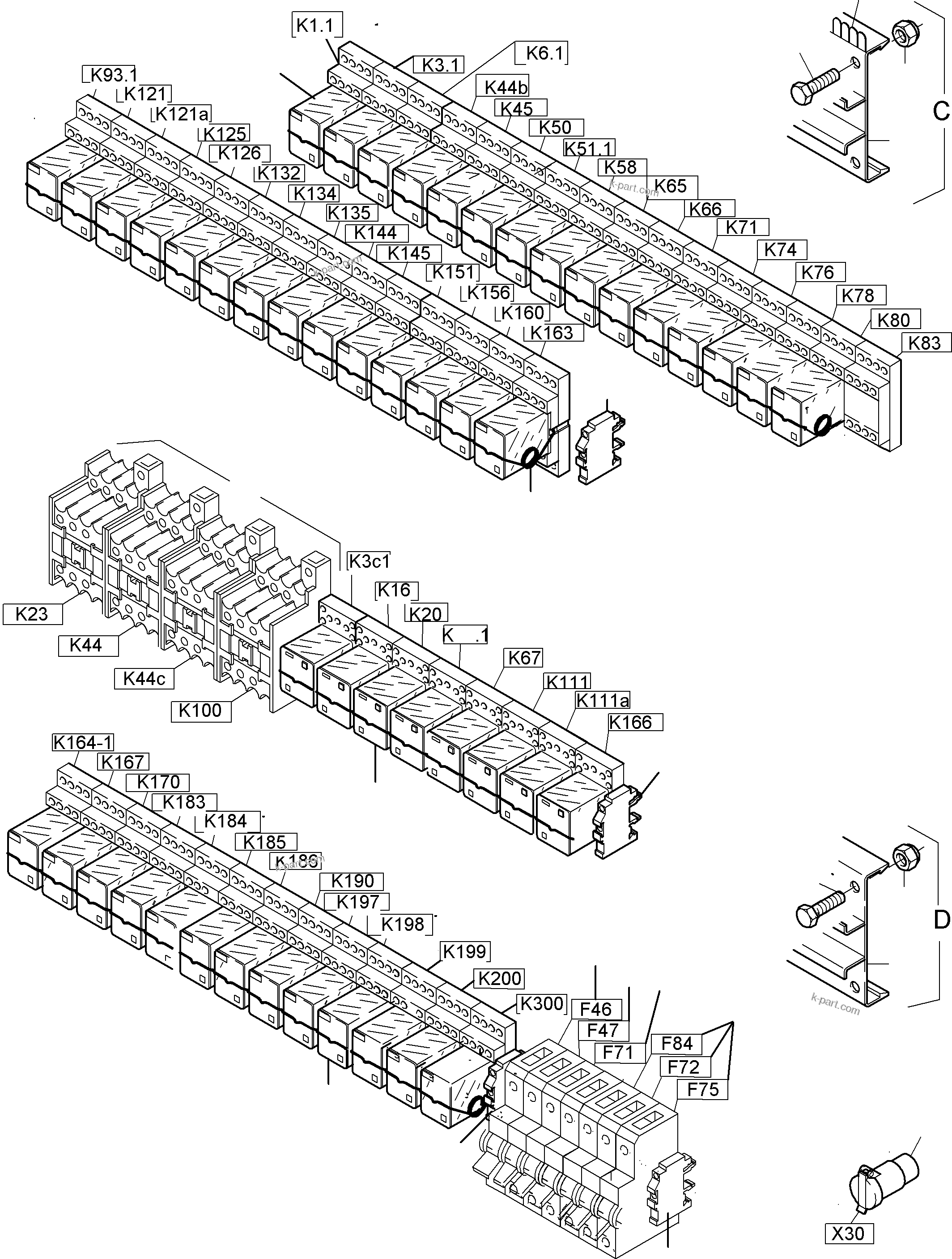 Komatsu parts book diagram for PC4000-6 S/N 08195: SWITCH FRAMING X2